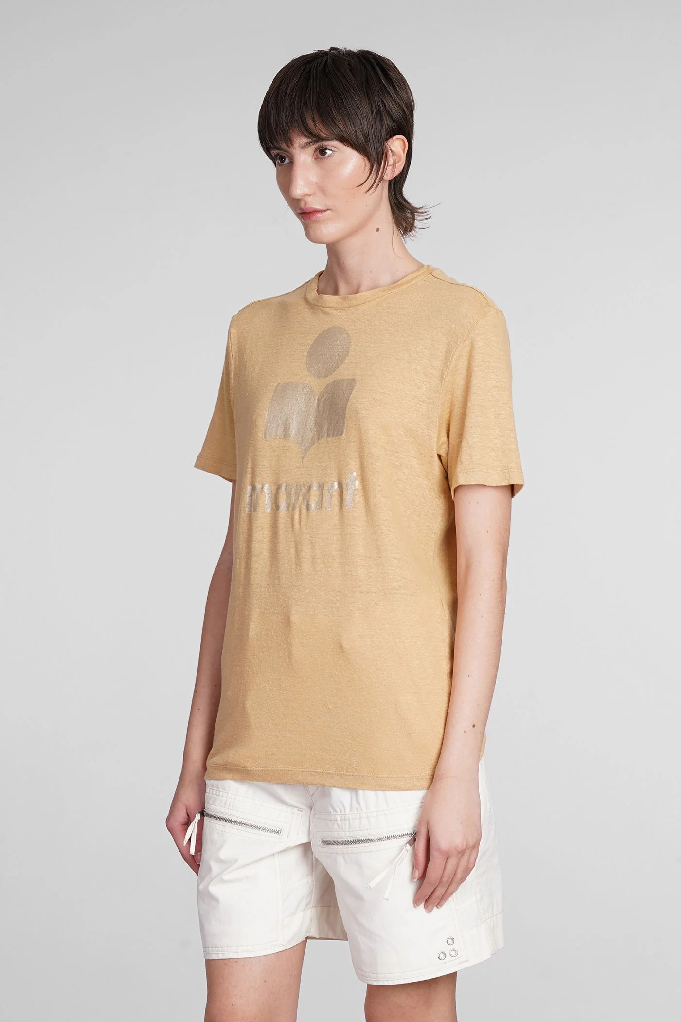Zewel T-Shirt in beige linen - Image 4