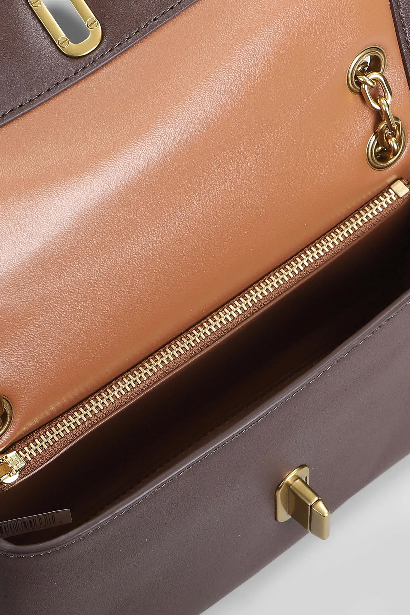 The dual chain mini Shoulder bag in brown leather - Image 8