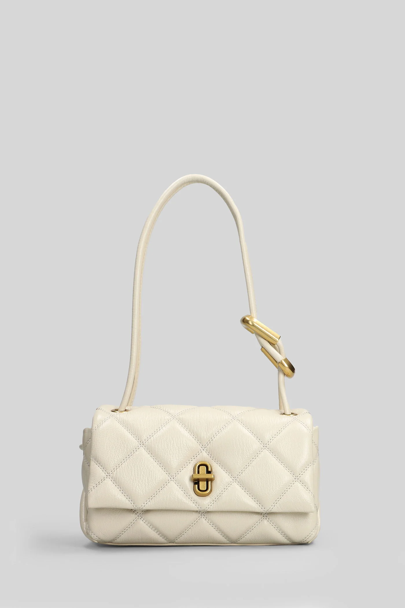 The mini dual shoulder Shoulder bag in beige leather