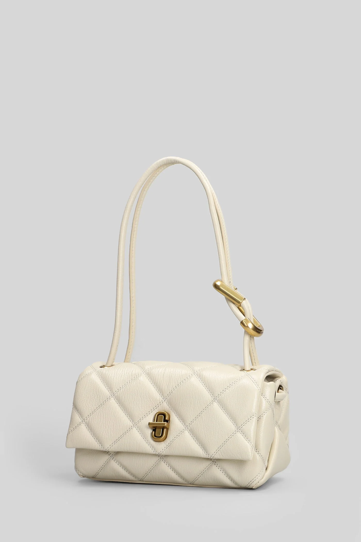 The mini dual shoulder Shoulder bag in beige leather - Image 2