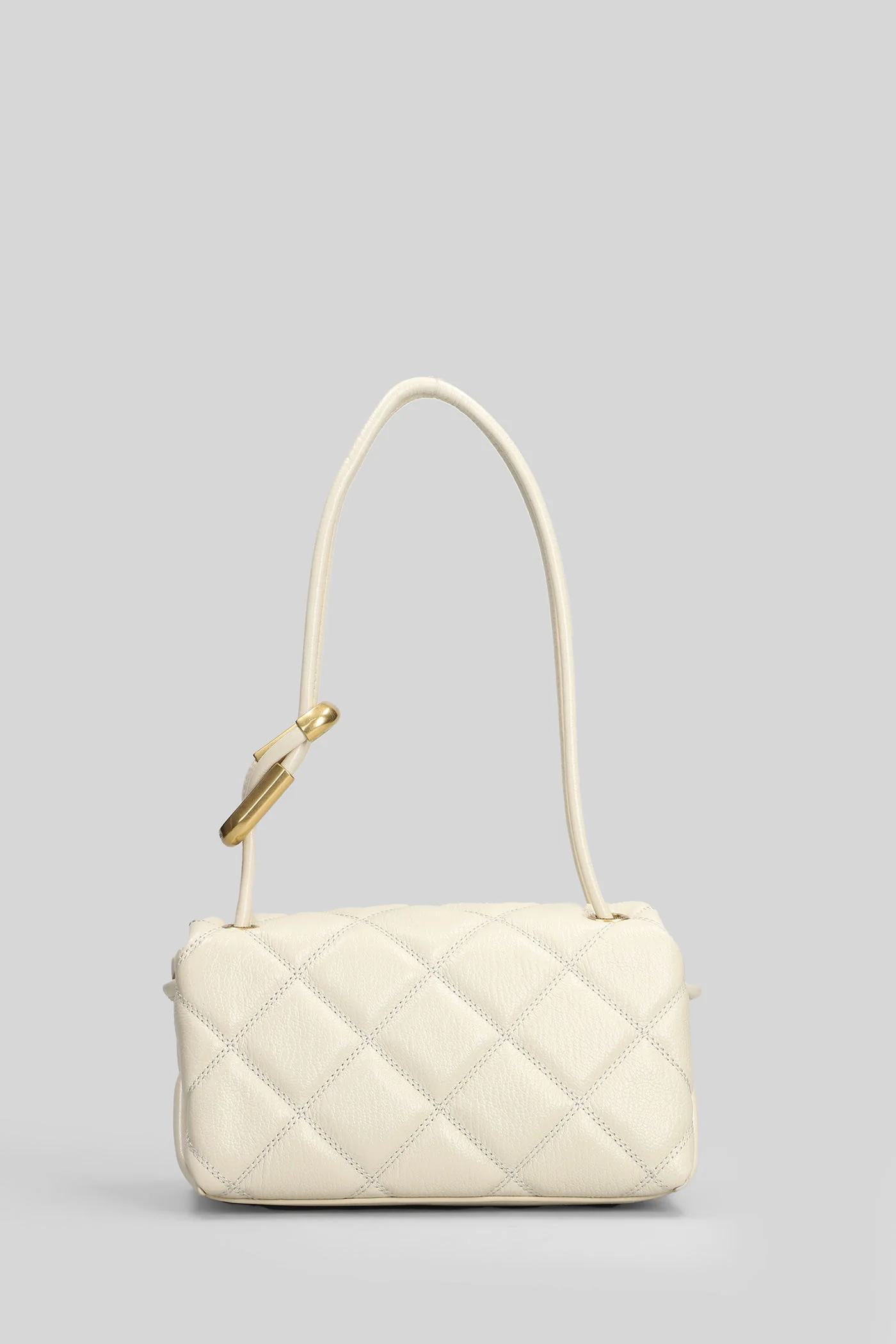 The mini dual shoulder Shoulder bag in beige leather - Image 3