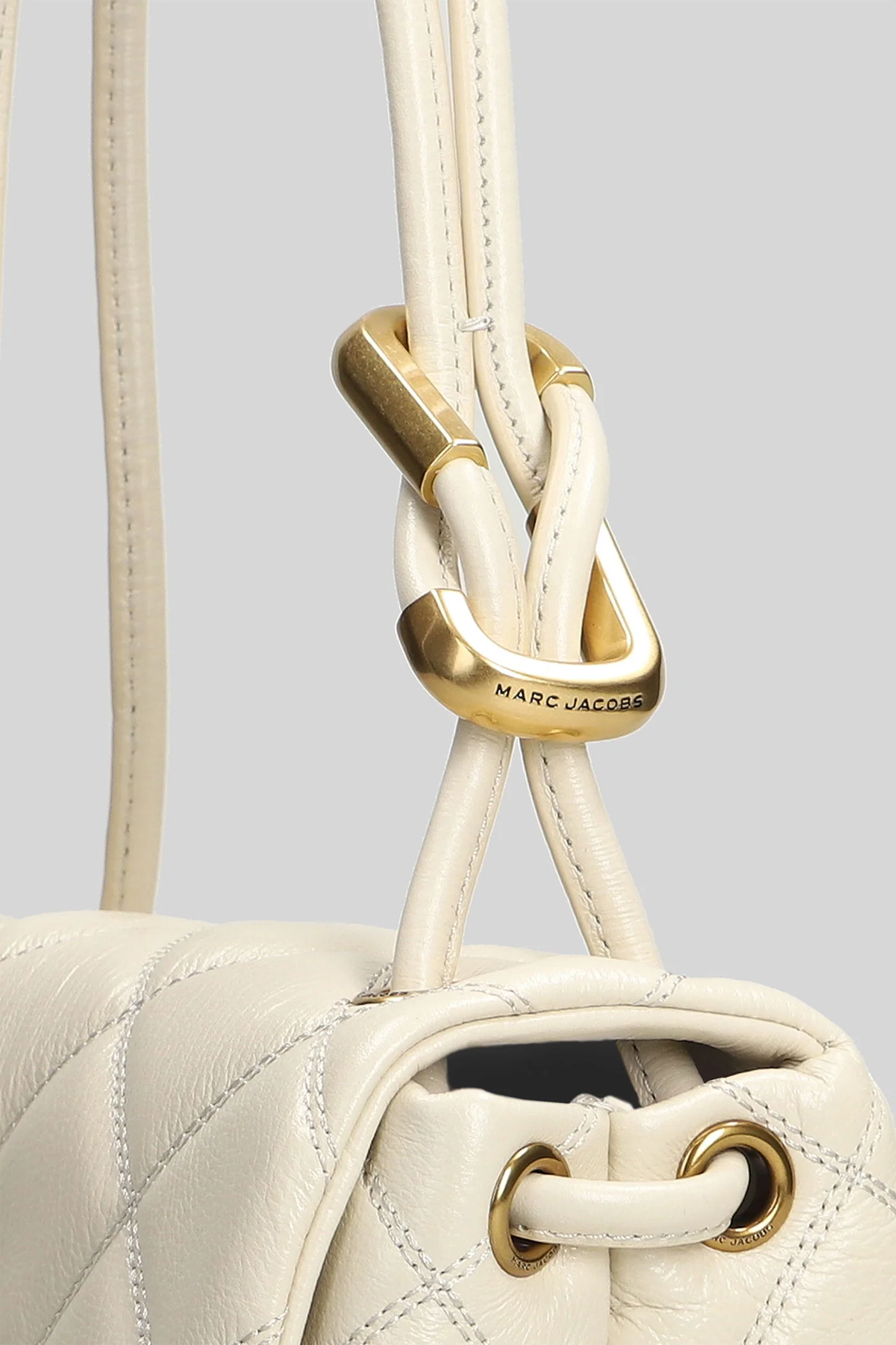 The mini dual shoulder Shoulder bag in beige leather - Image 4