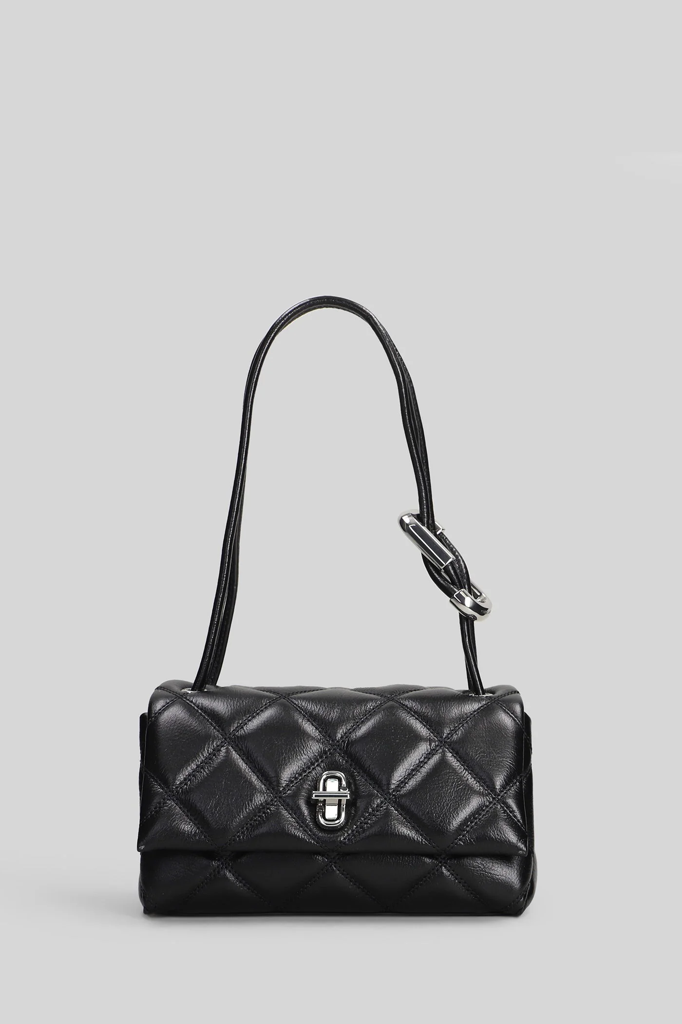 The mini dual shoulder Shoulder bag in black leather
