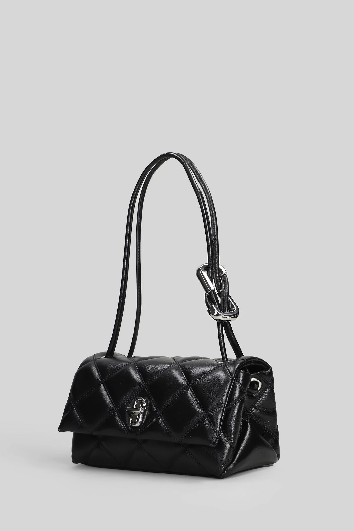 The mini dual shoulder Shoulder bag in black leather - Image 2