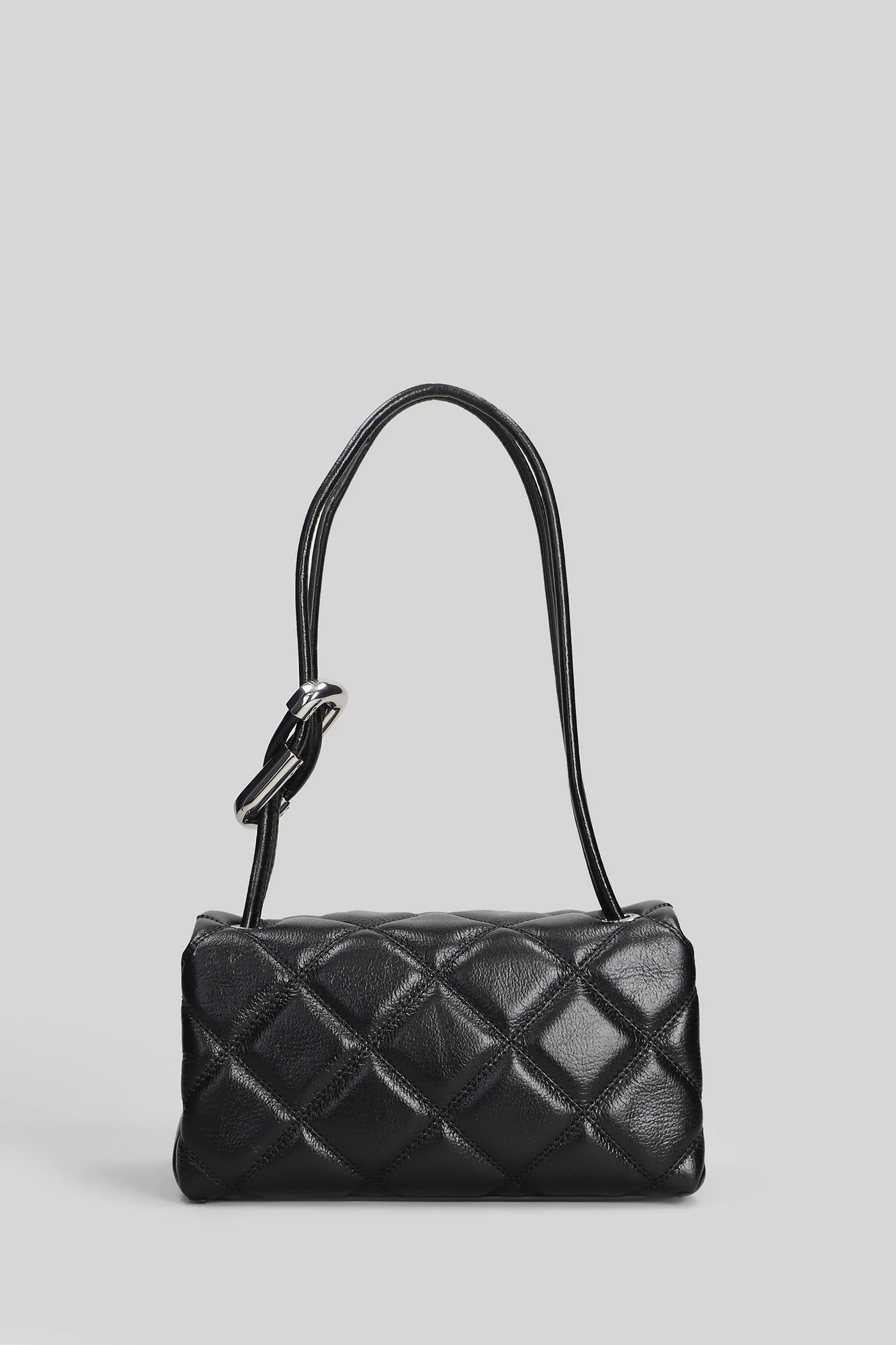 The mini dual shoulder Shoulder bag in black leather - Image 3