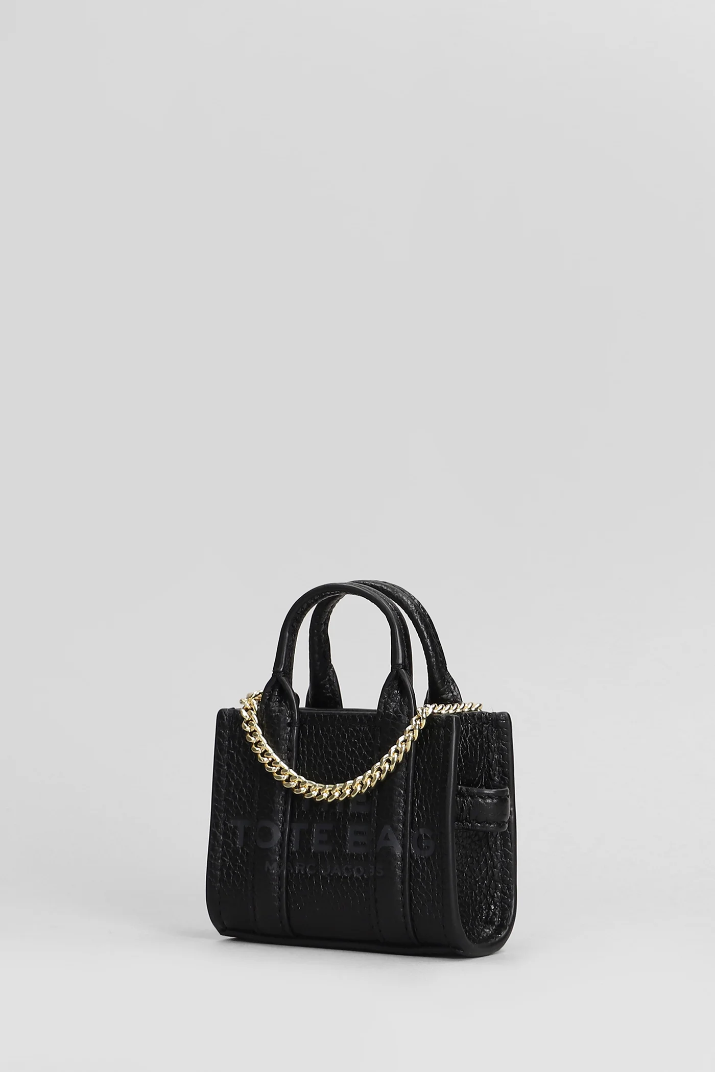 The nano tote charm  in black leather - Image 2