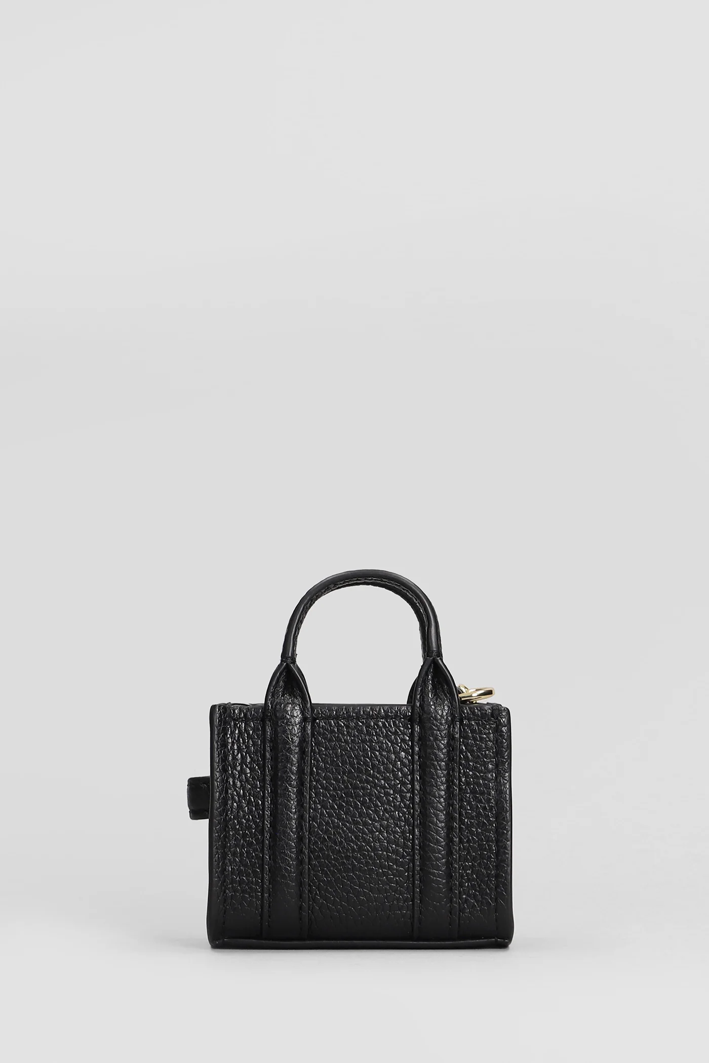 The nano tote charm  in black leather - Image 3