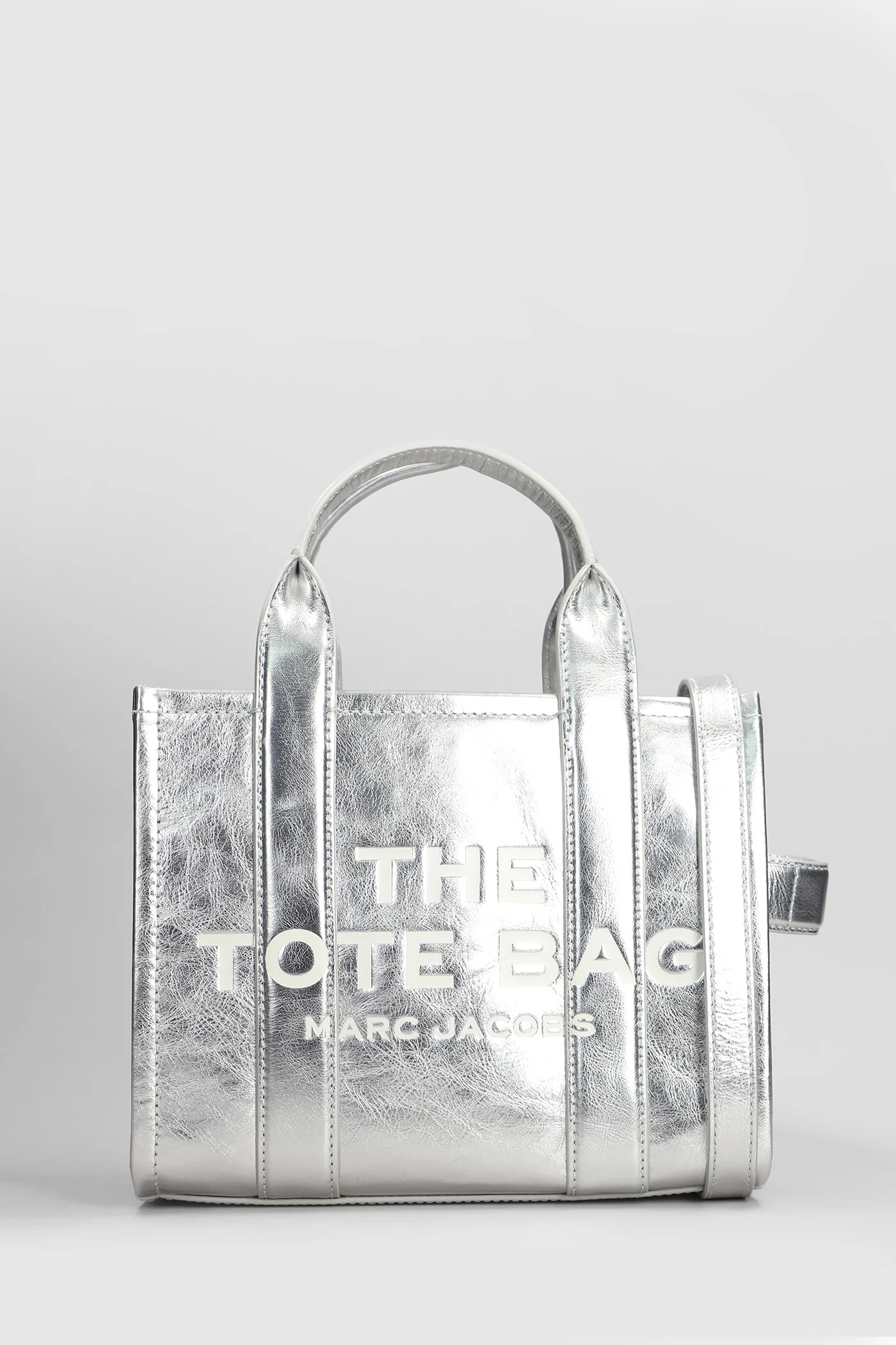 The small tote Tote in silver leather
