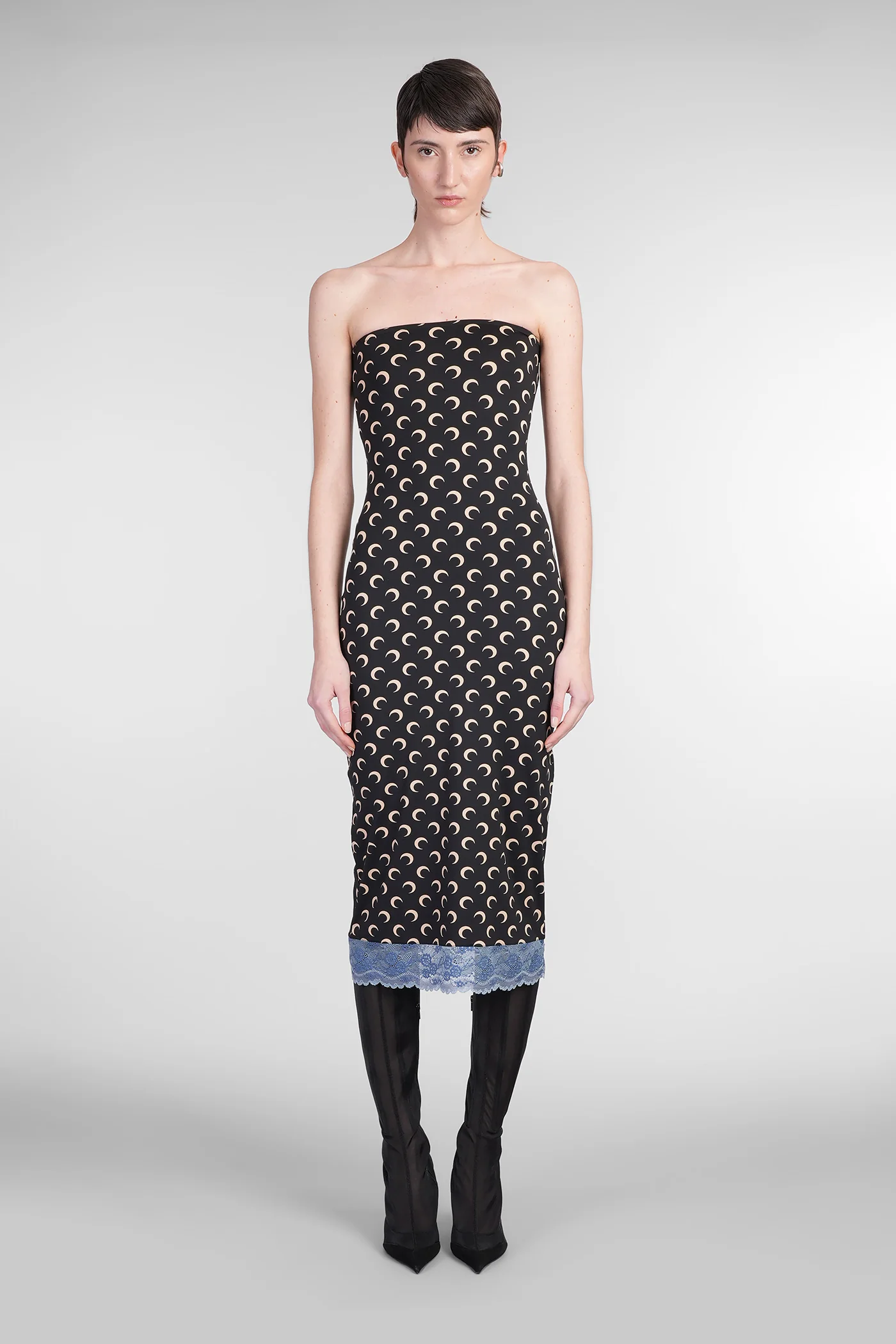 Dress woman  in black polyamide