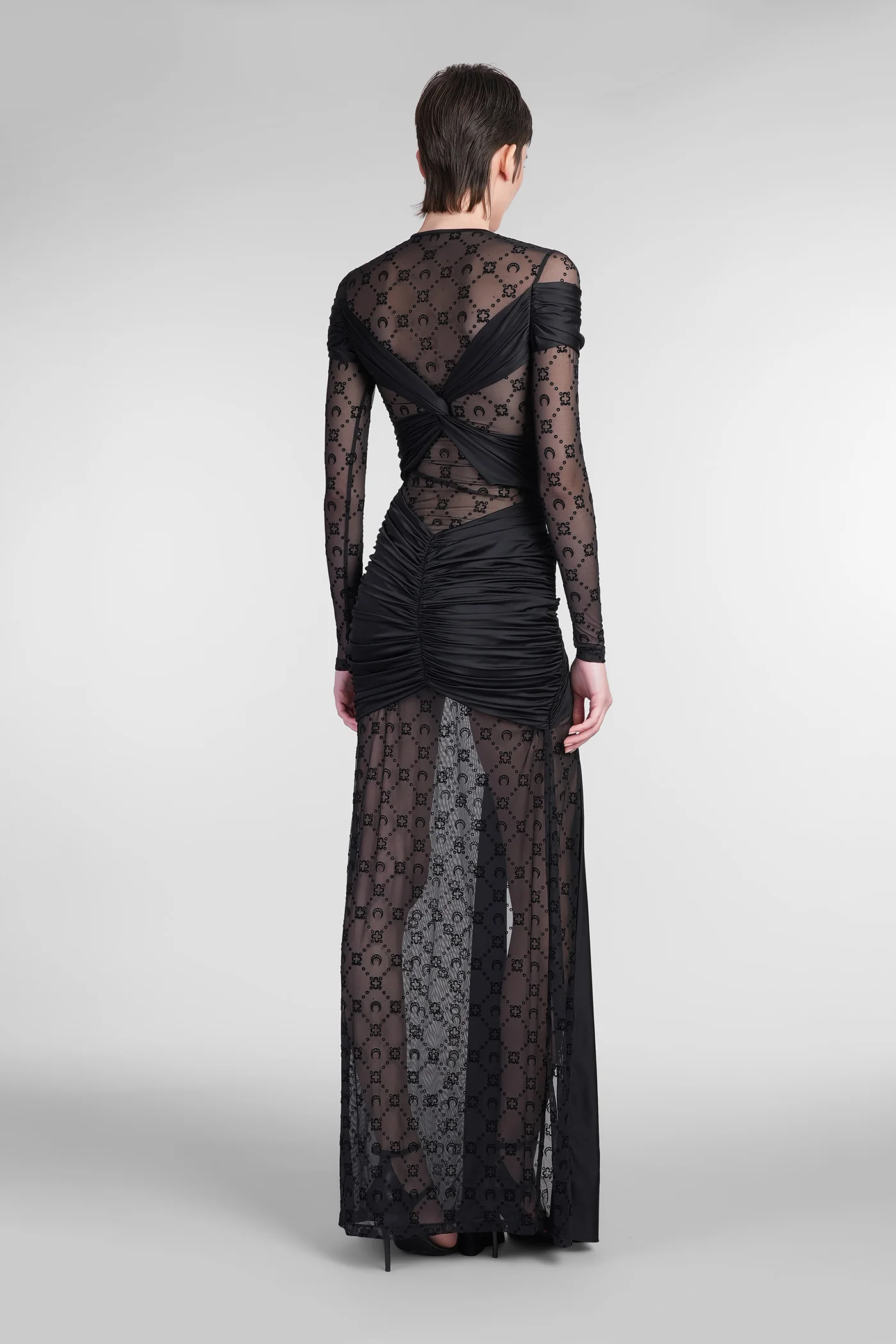 Dress woman  in black polyamide - Image 3