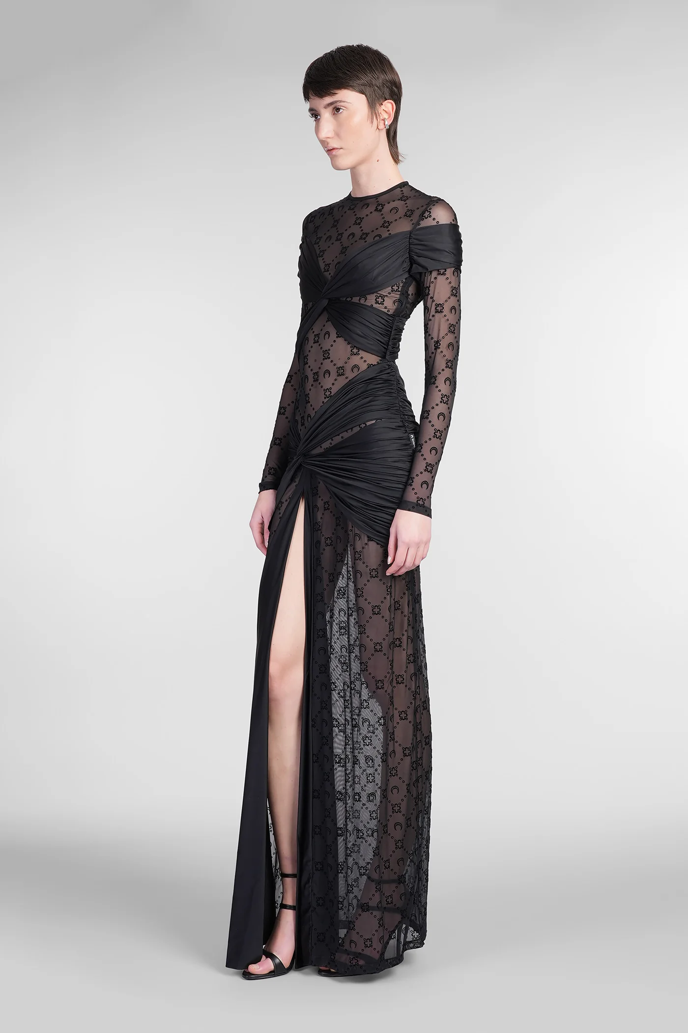 Dress woman  in black polyamide - Image 4