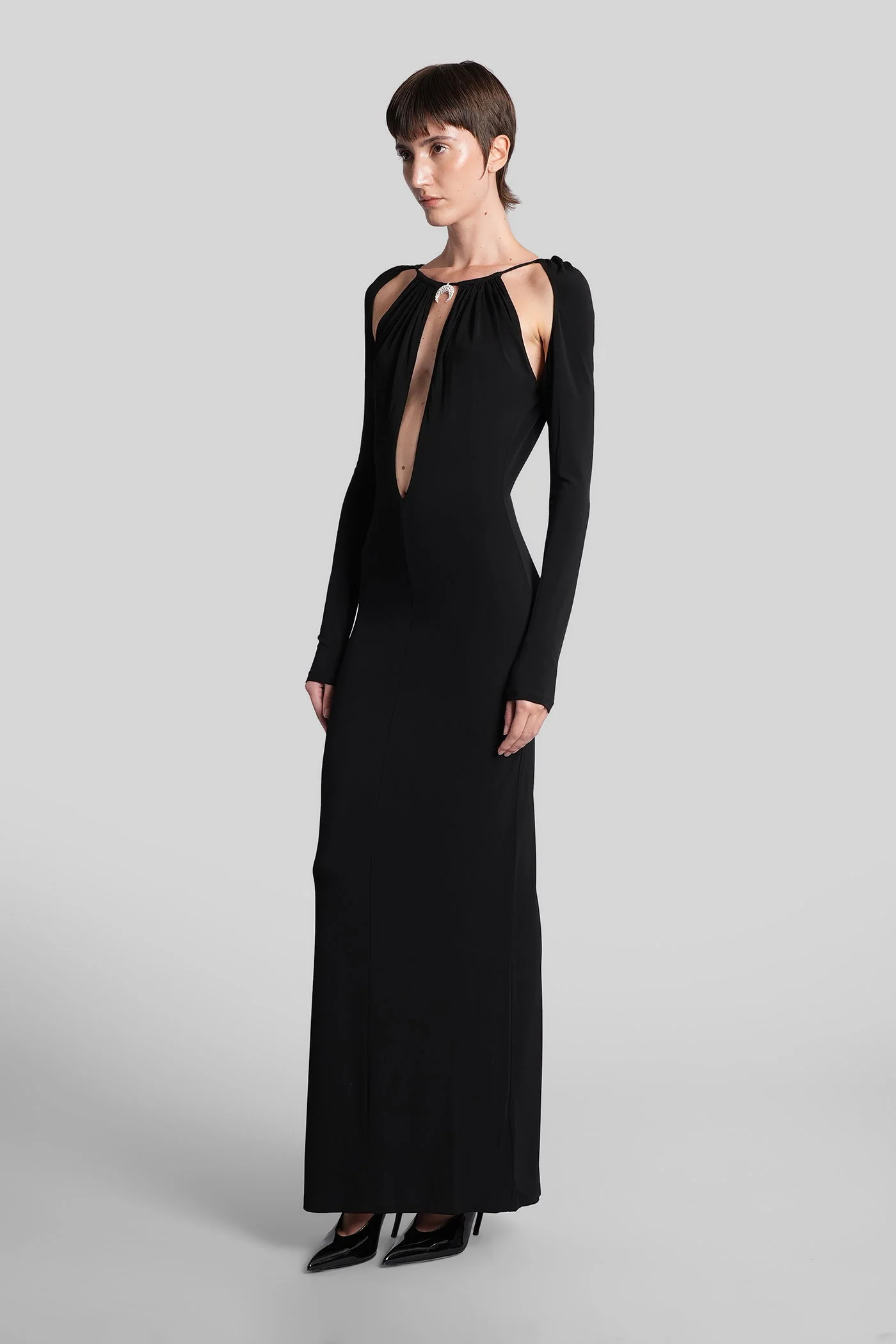 Long dress in black viscose - Image 9