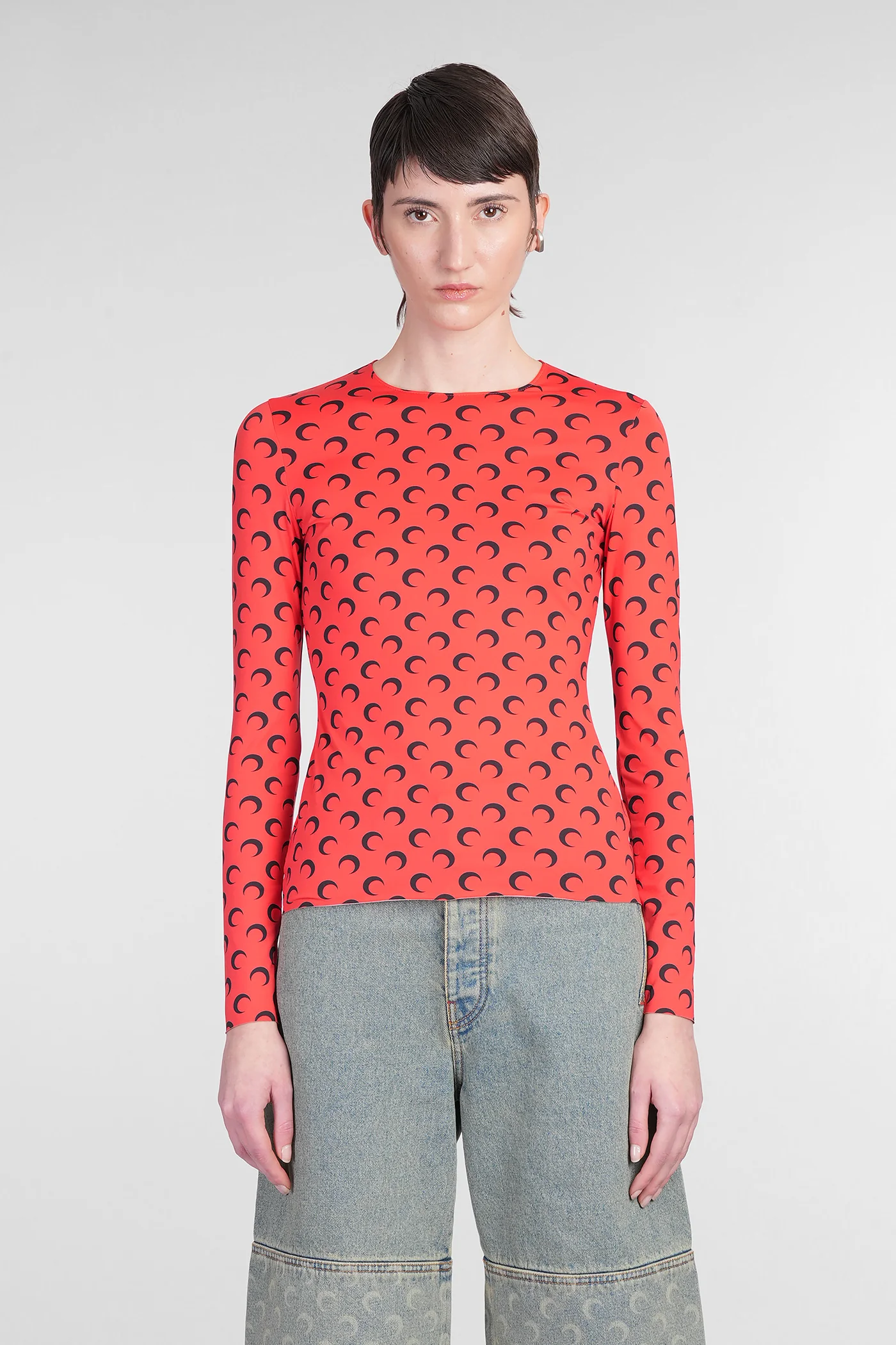 Topwear in red polyamide