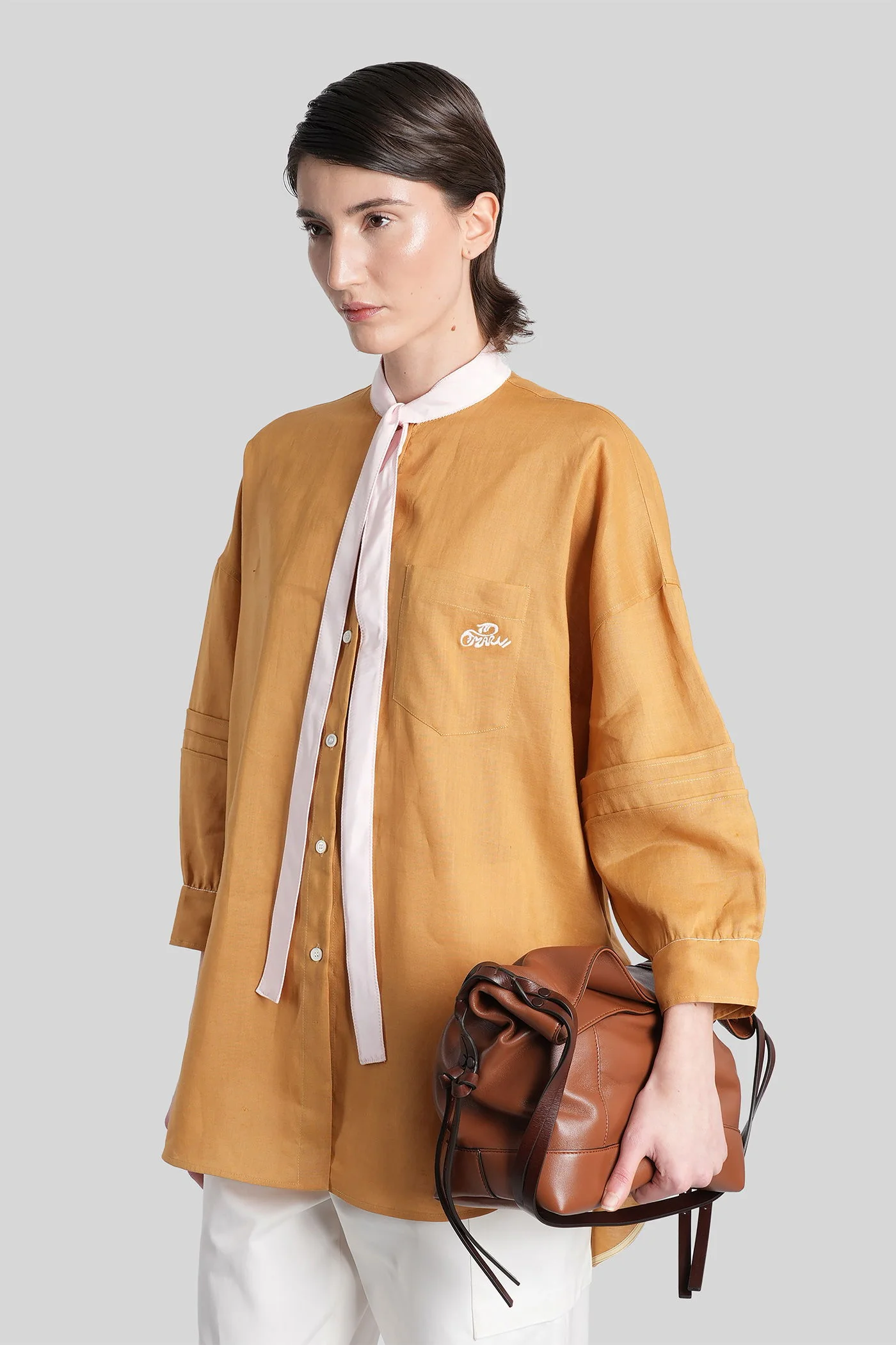 Shirt in Camel ramie - Image 4