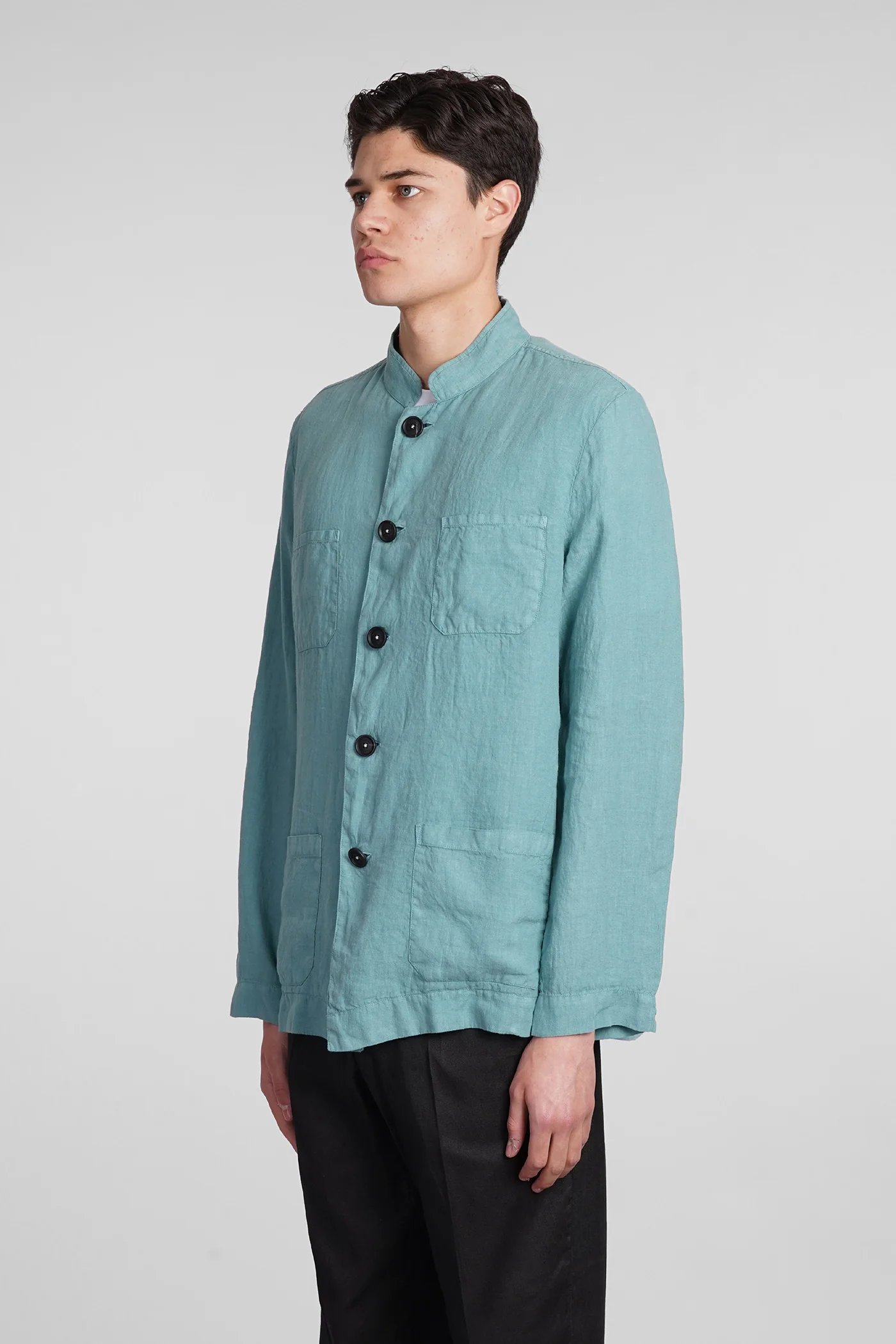 Cina2 Casual jacket in green linen - Image 4