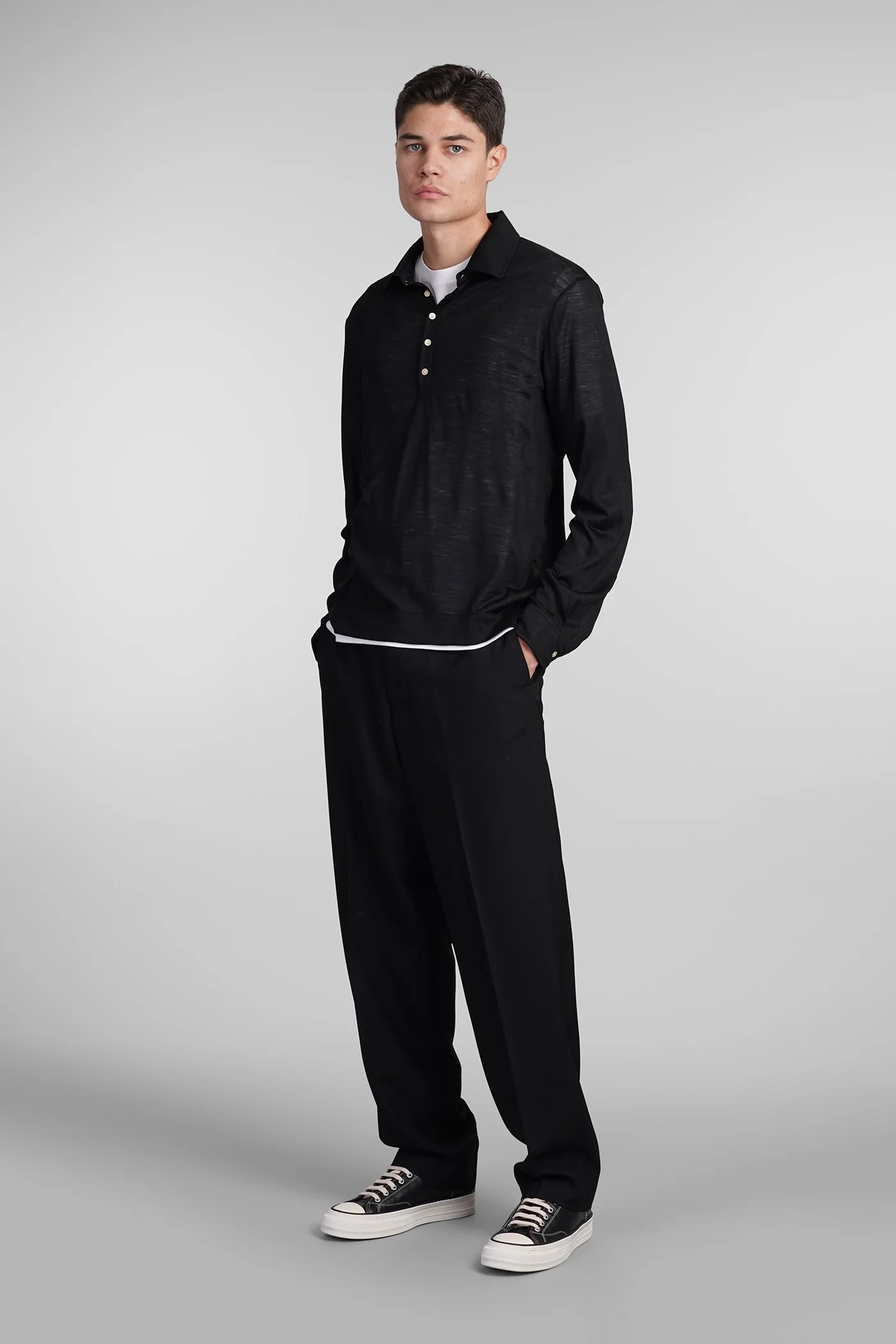 Ischia Polo in black wool - Image 2