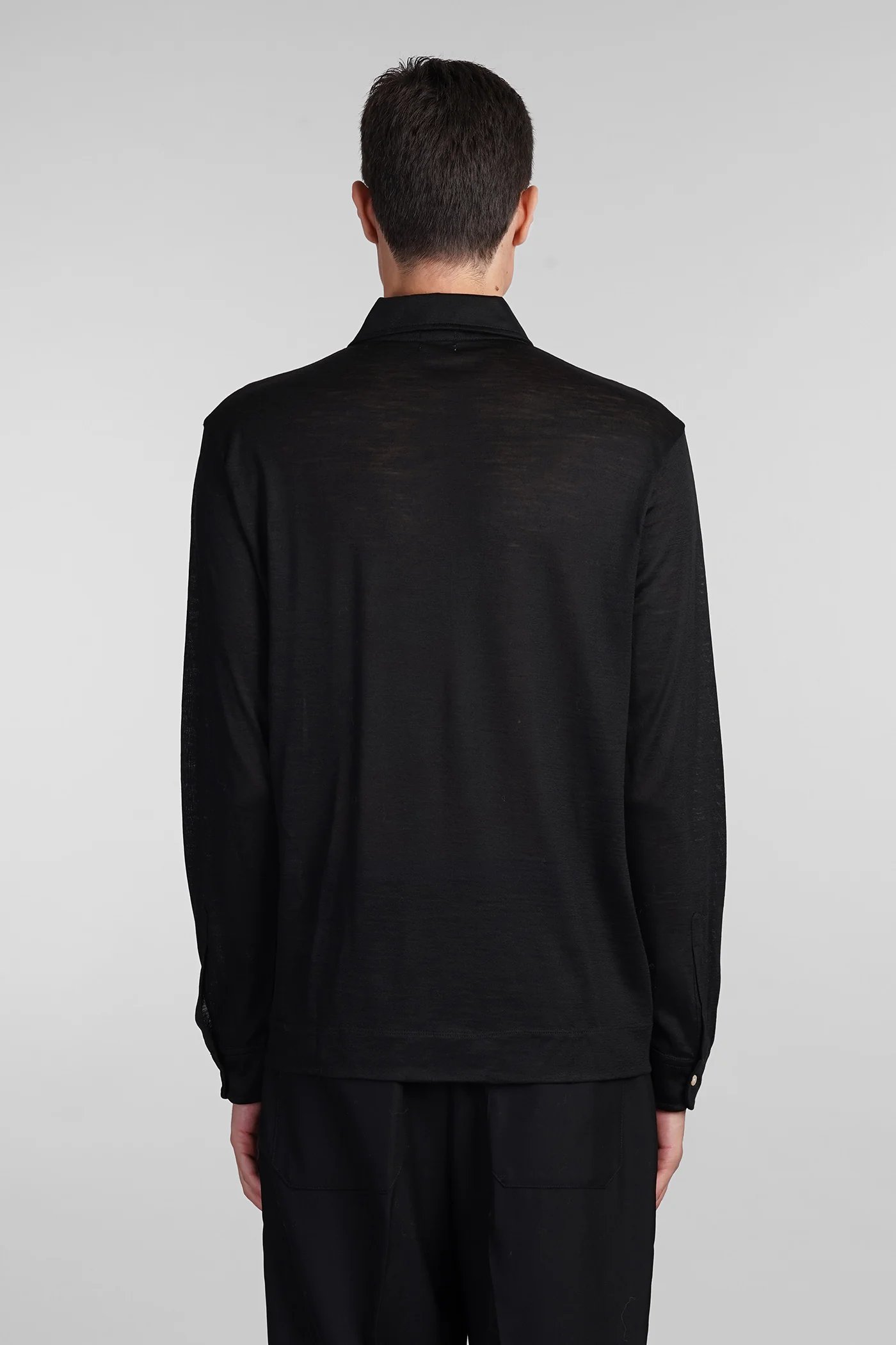 Ischia Polo in black wool - Image 3