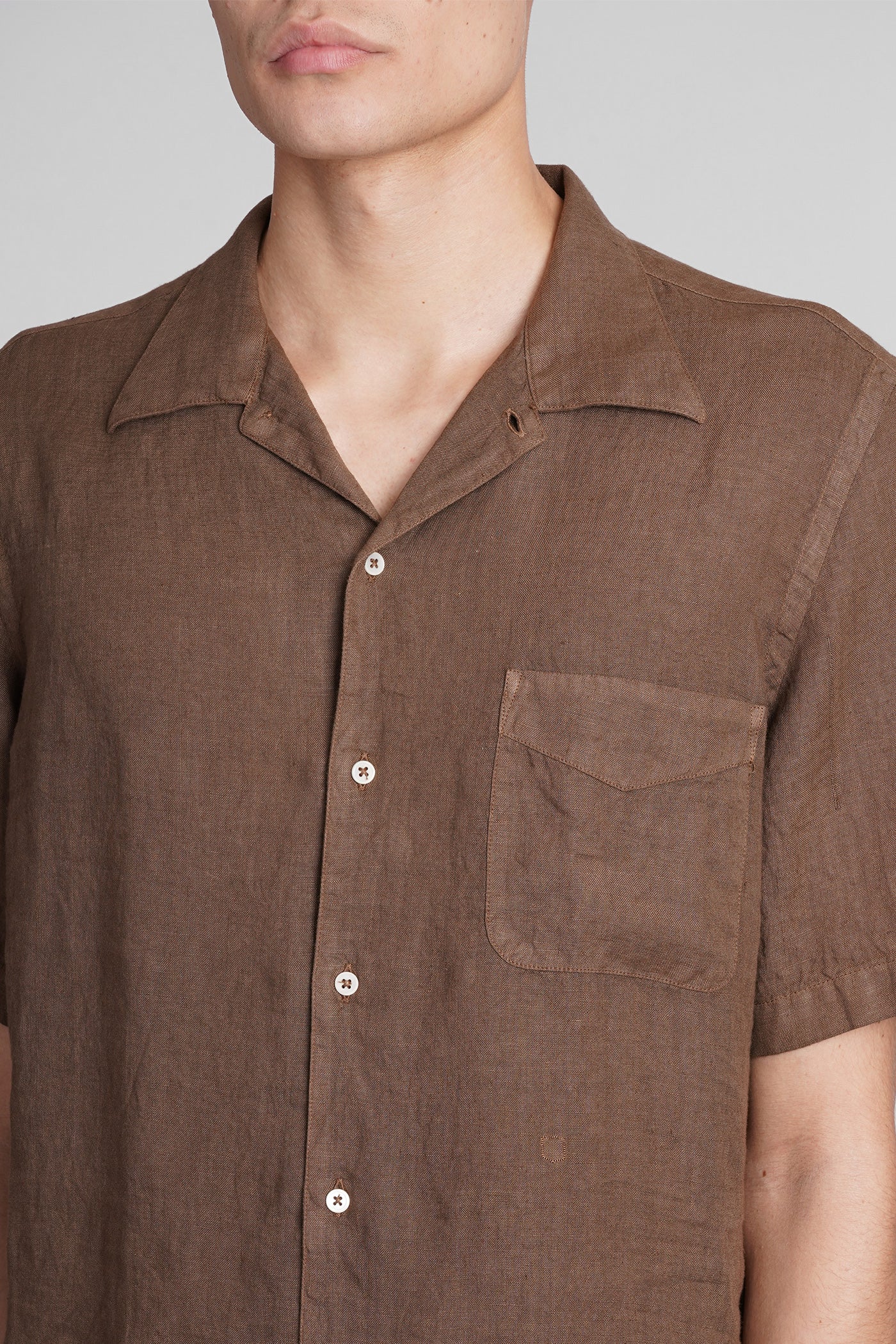 Venice Shirt in brown linen - Image 5
