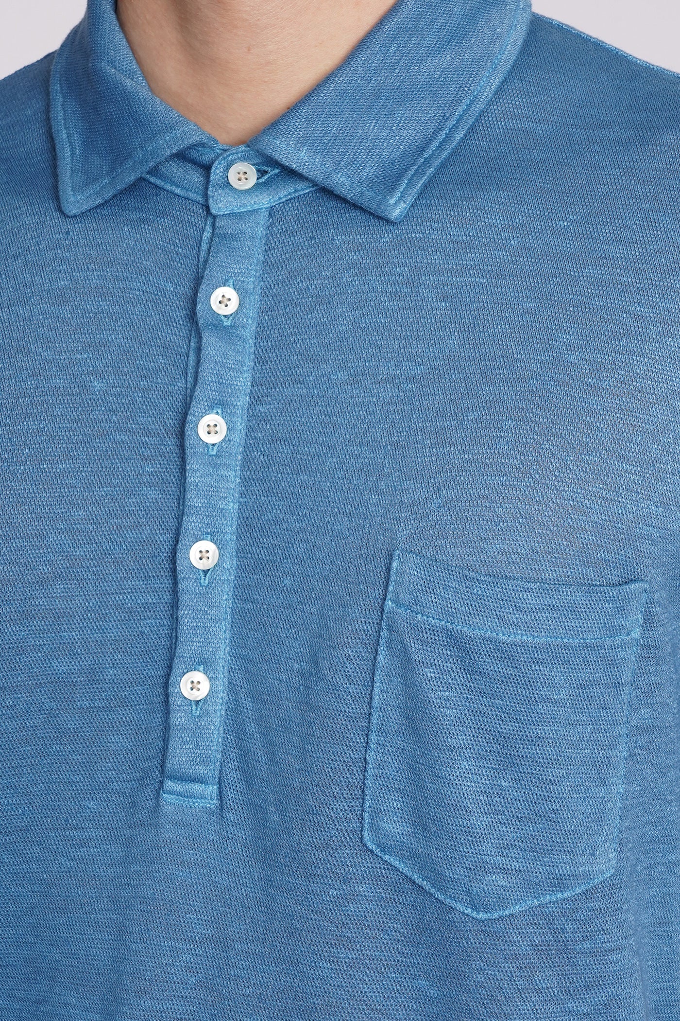 Wembley Polo in blue linen - Image 5