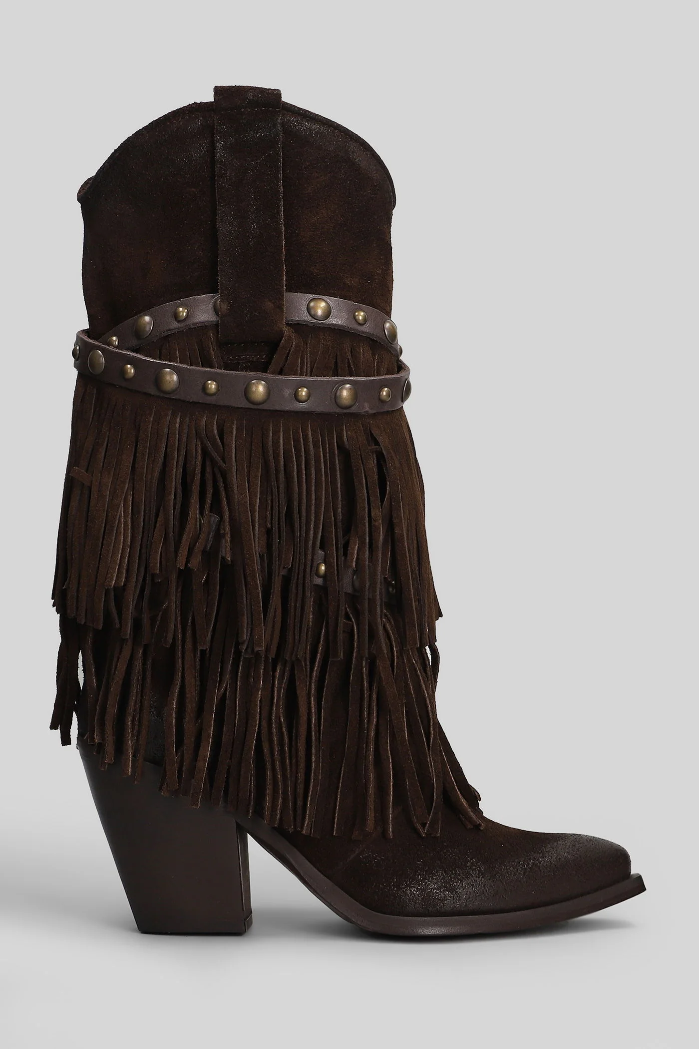texan boots in dark brown suede