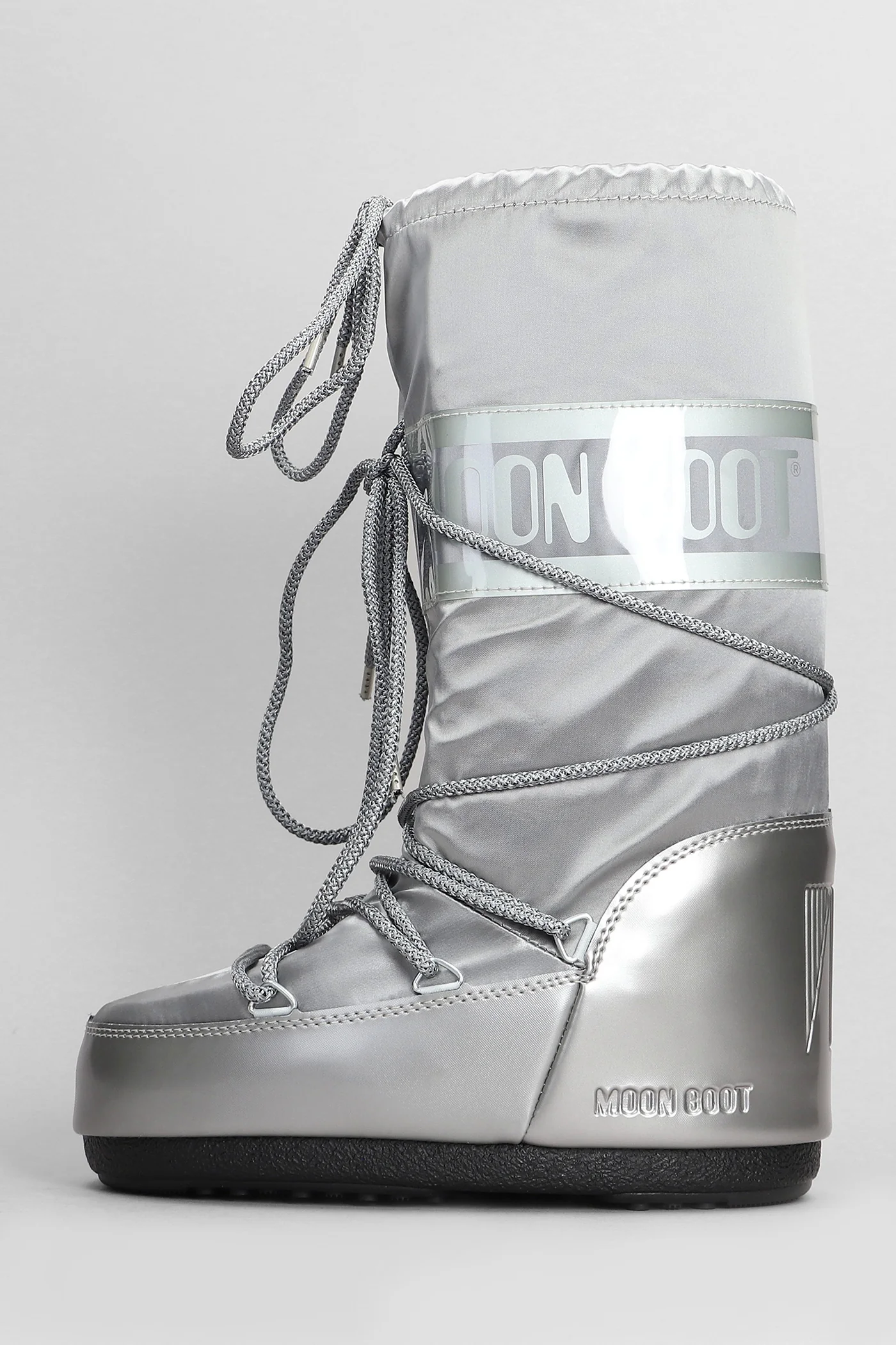 Mb icon glance low heels boots in silver nylon - Image 3