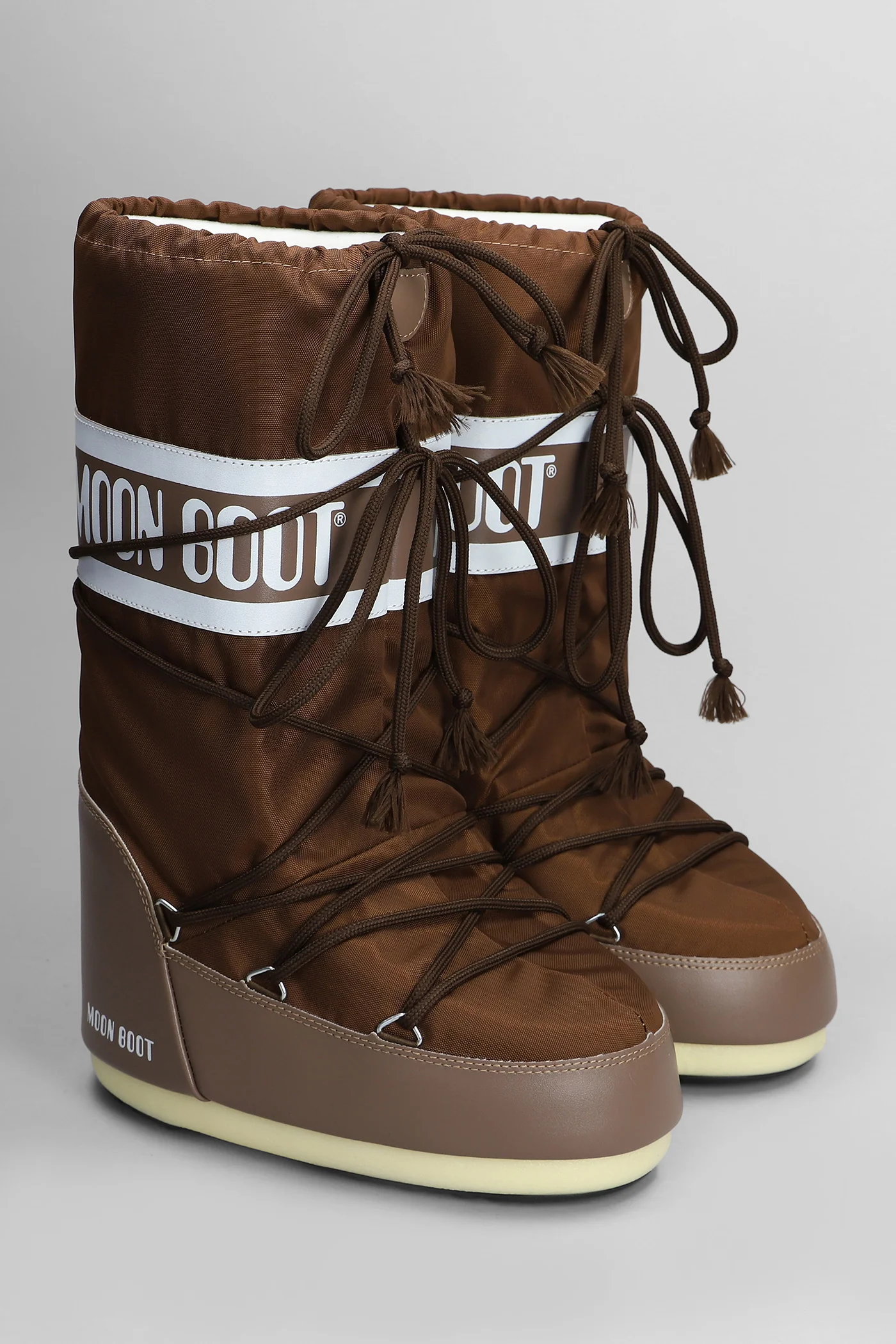 Mb icon nylon low heels boots in brown nylon - Image 2