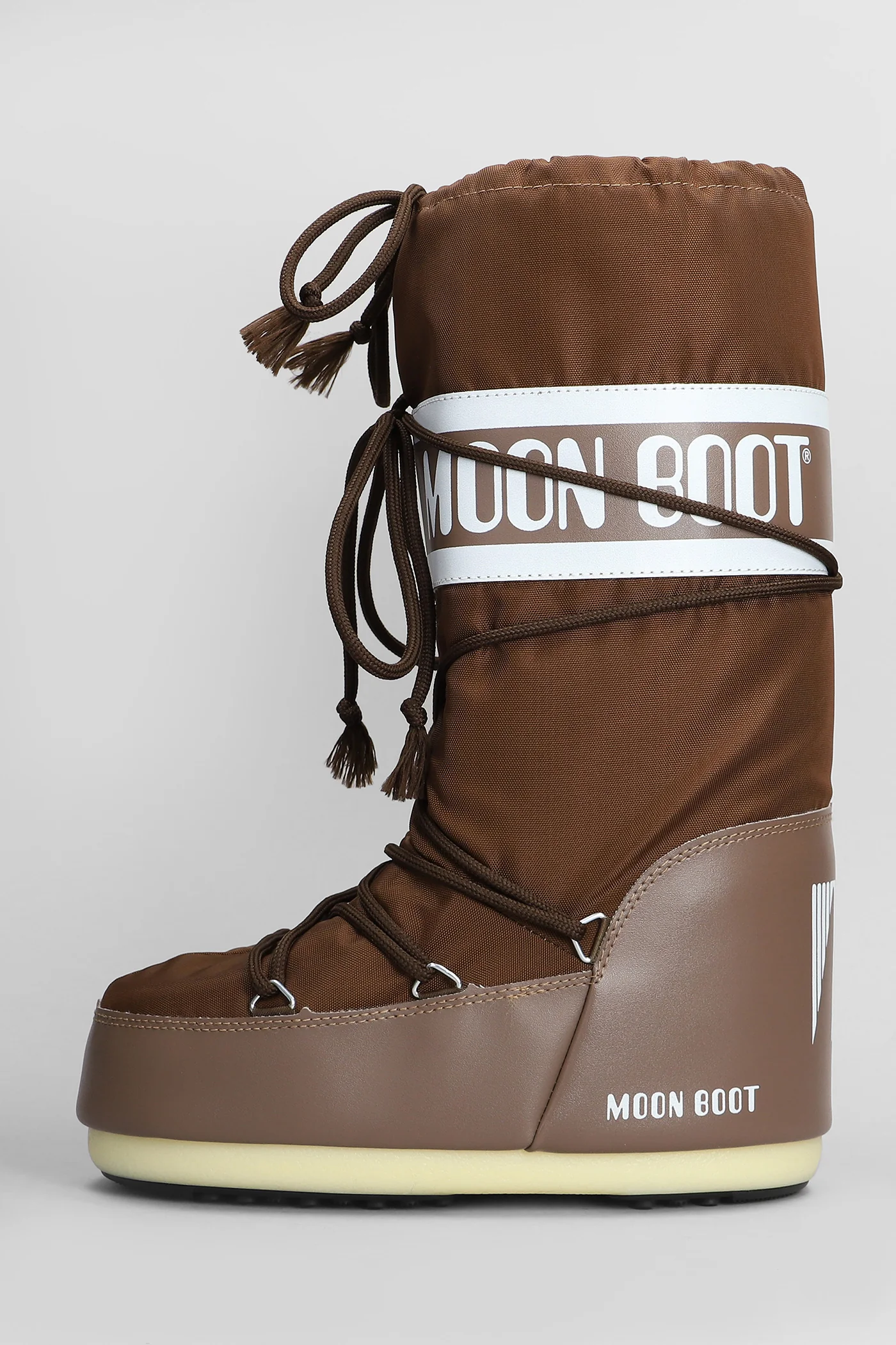 Mb icon nylon low heels boots in brown nylon - Image 3