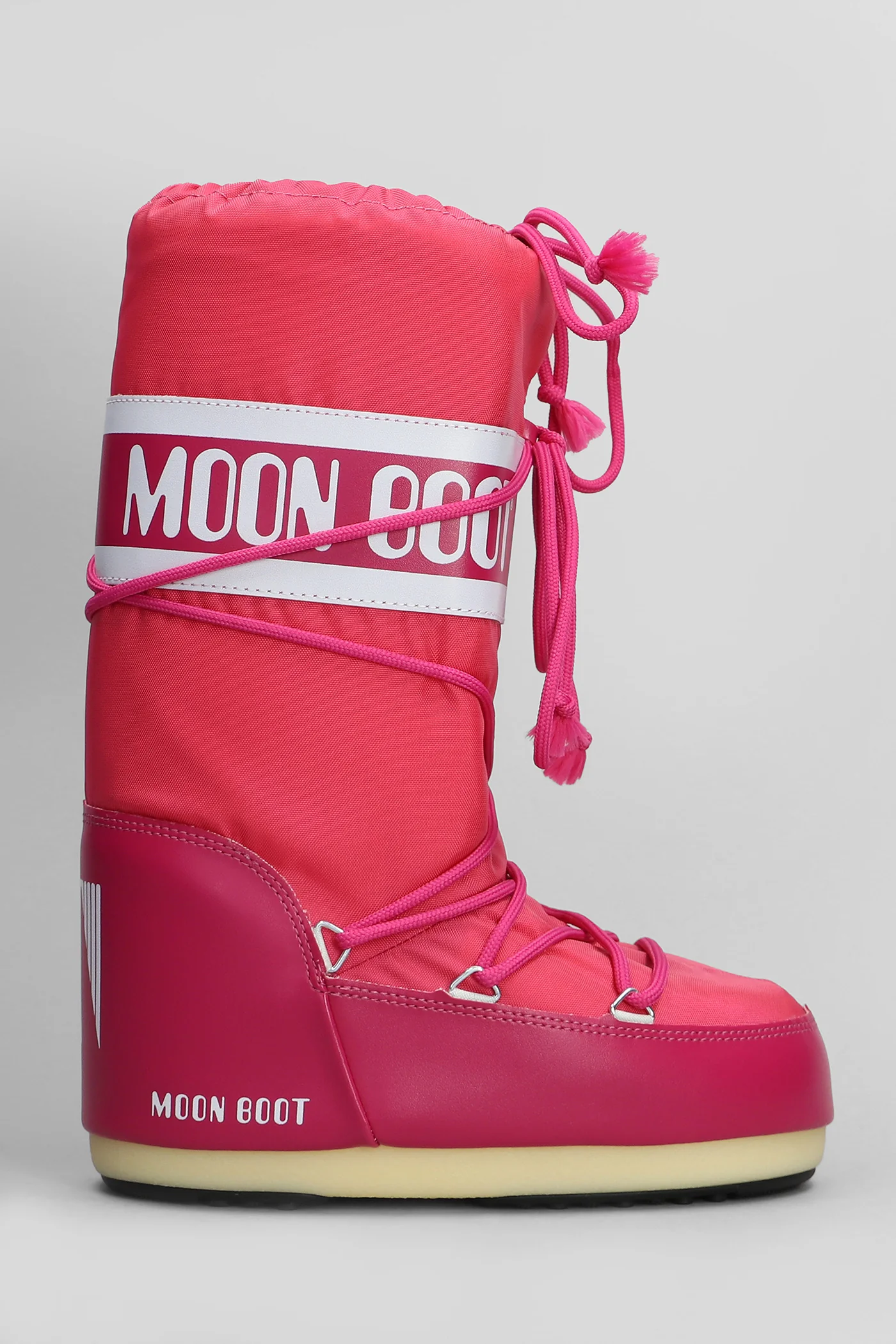 Mb icon nylon low heels boots in fuxia nylon
