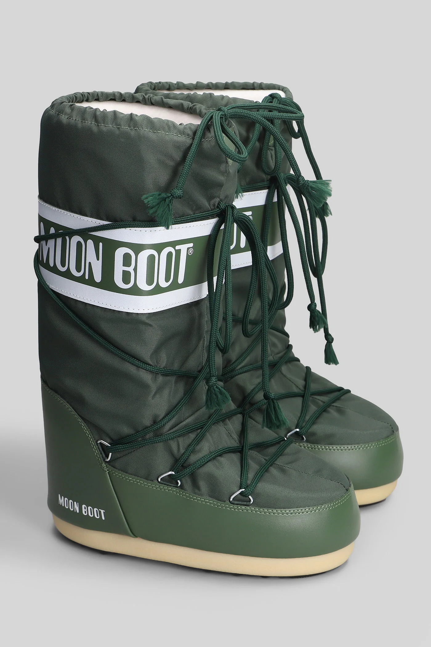 Mb icon nylon low heels boots in green nylon - Image 2