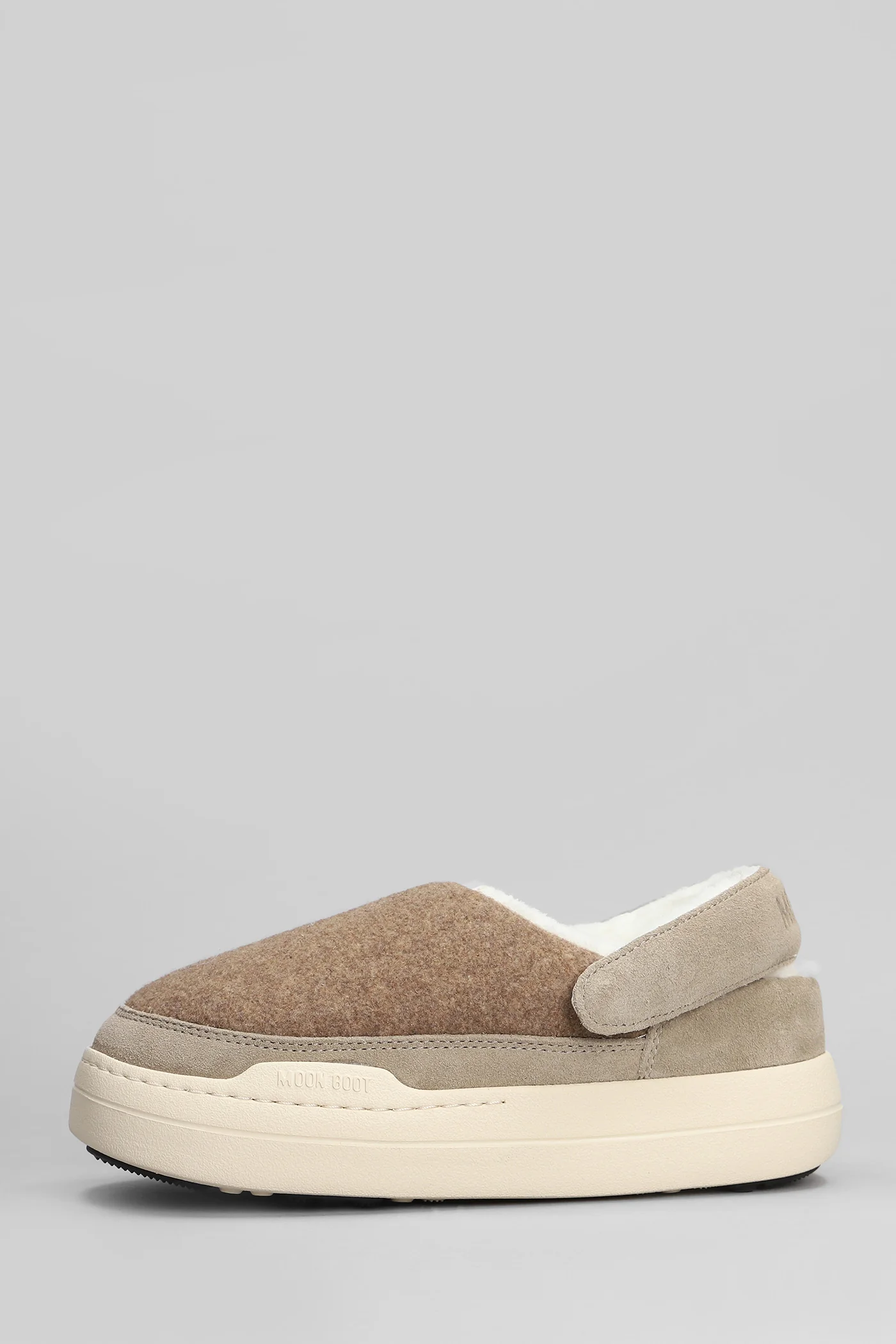 Mb park clog Slipper-Mule in beige leather and fabric - Image 3