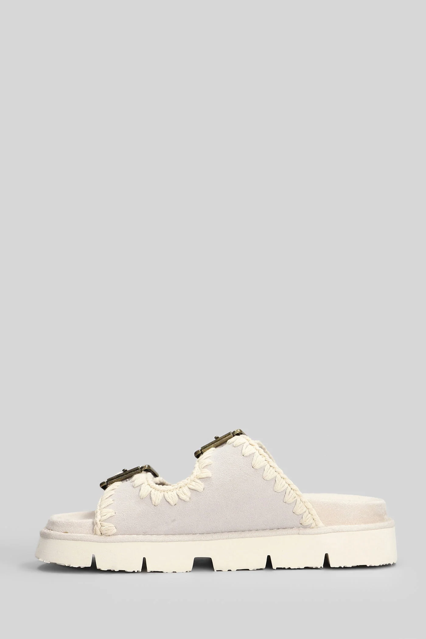 Bio Sandal Flats in beige suede - Image 3