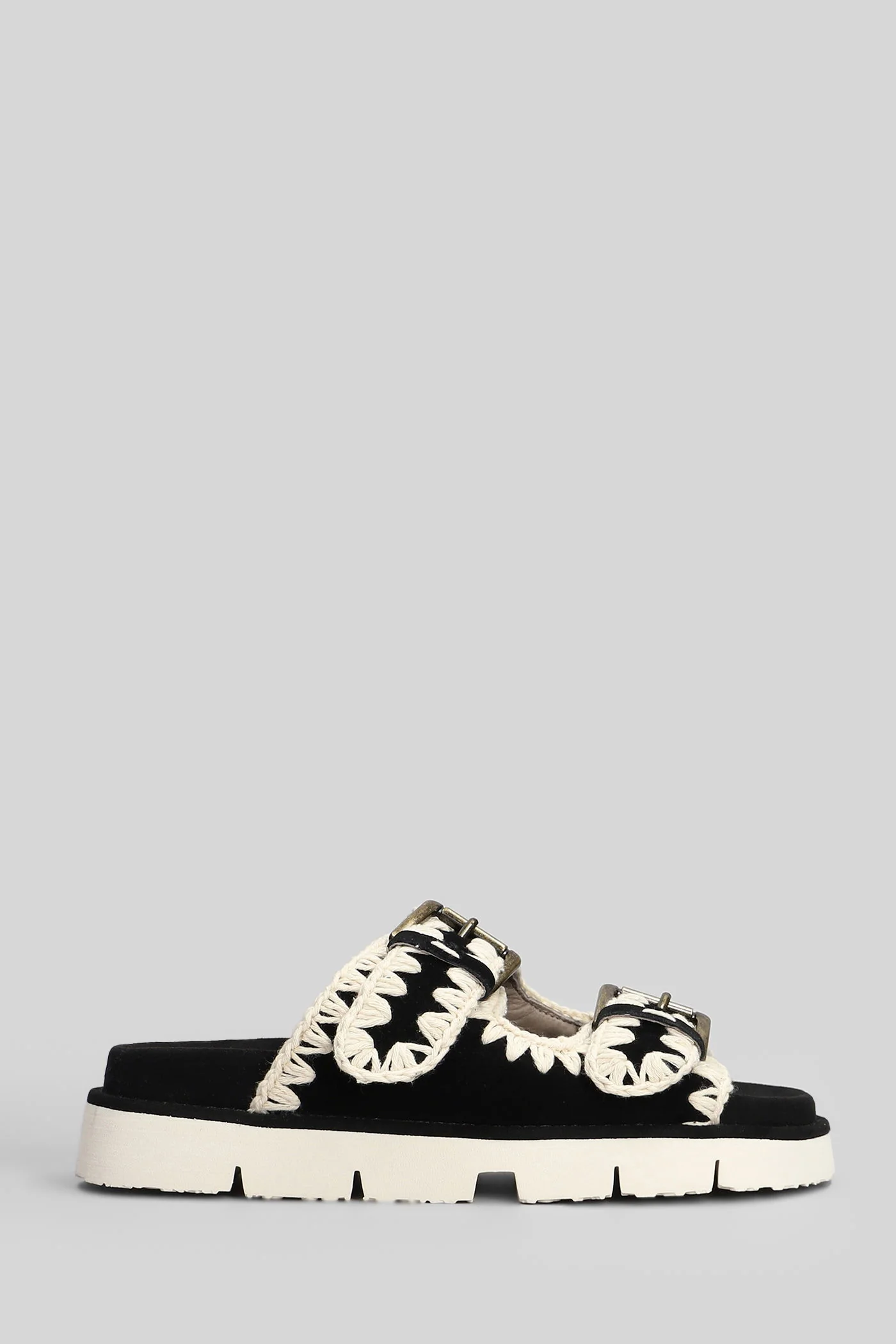 Bio Sandal Flats in black suede
