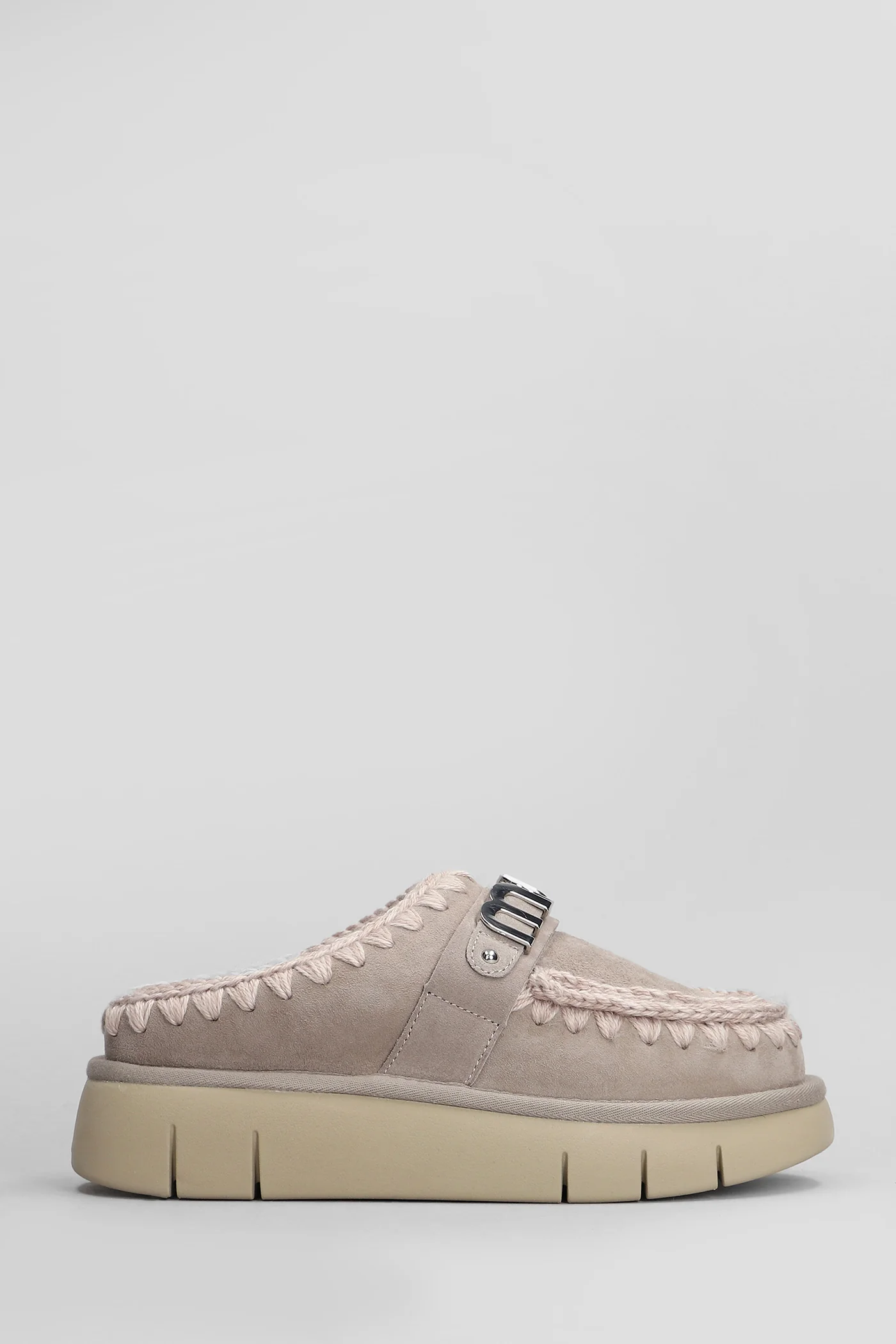 Bounce clog Slipper-Mule in beige suede