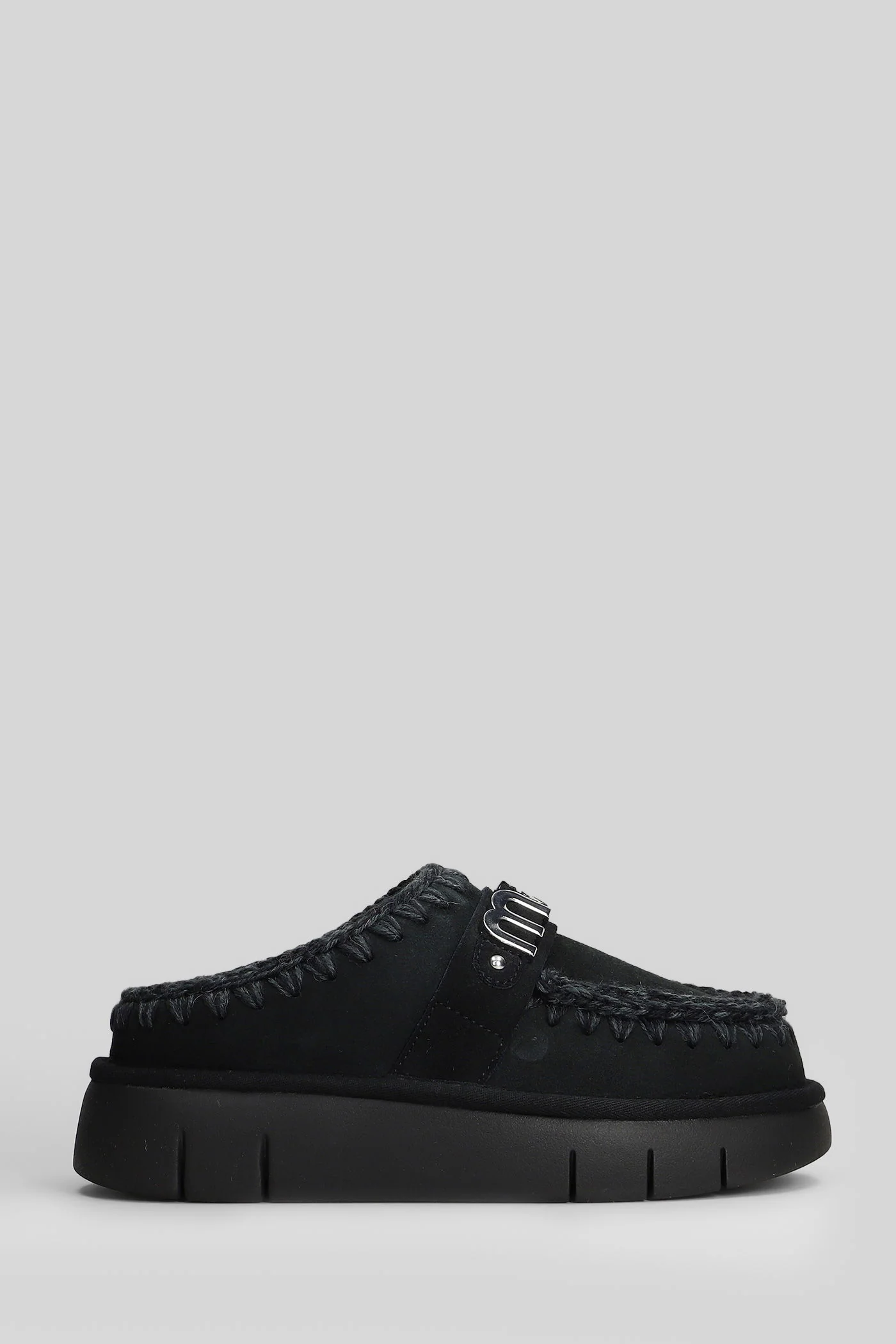 Bounce clog Slipper-Mule in black suede