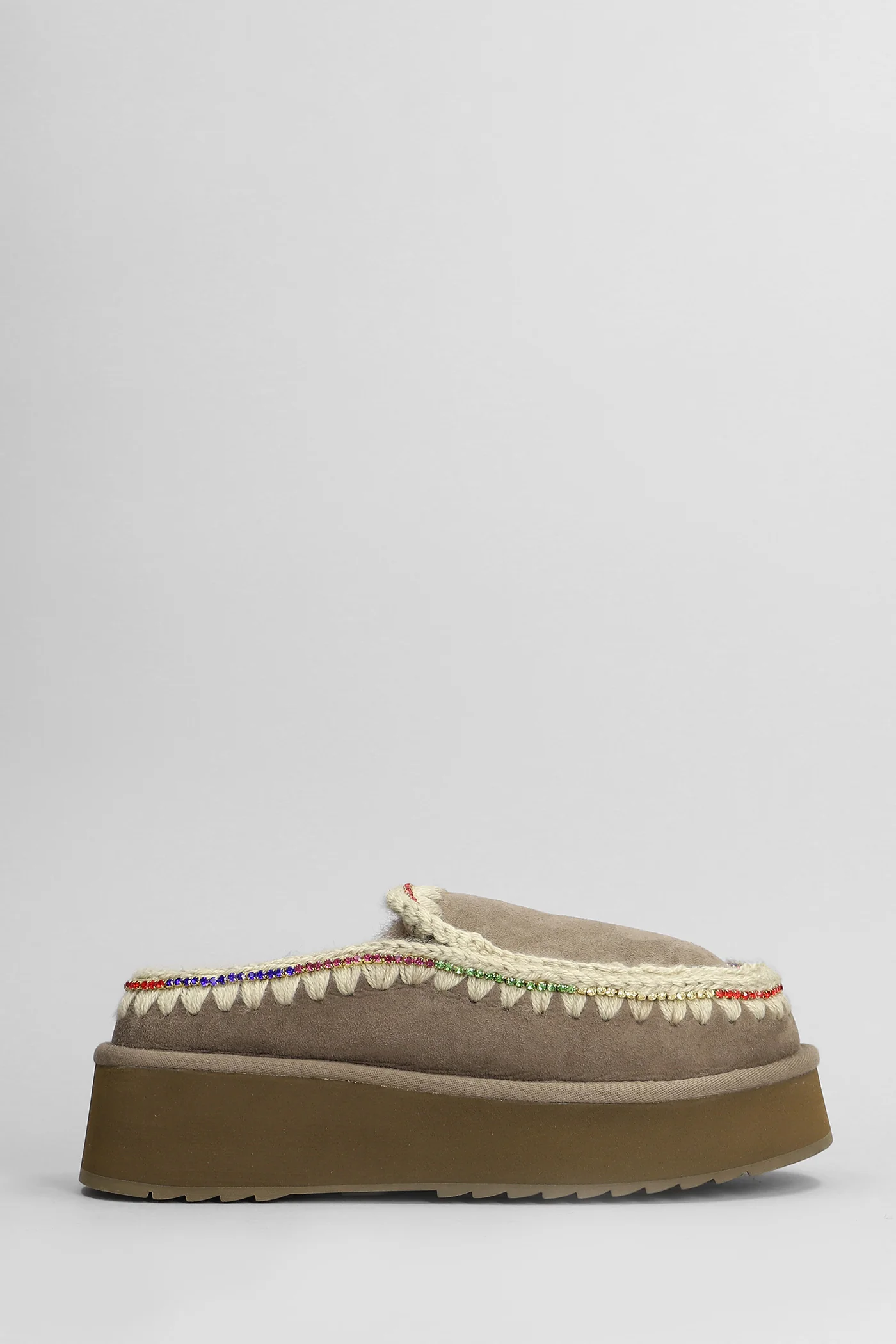 Clog eskimo platform Slipper-Mule in grey suede