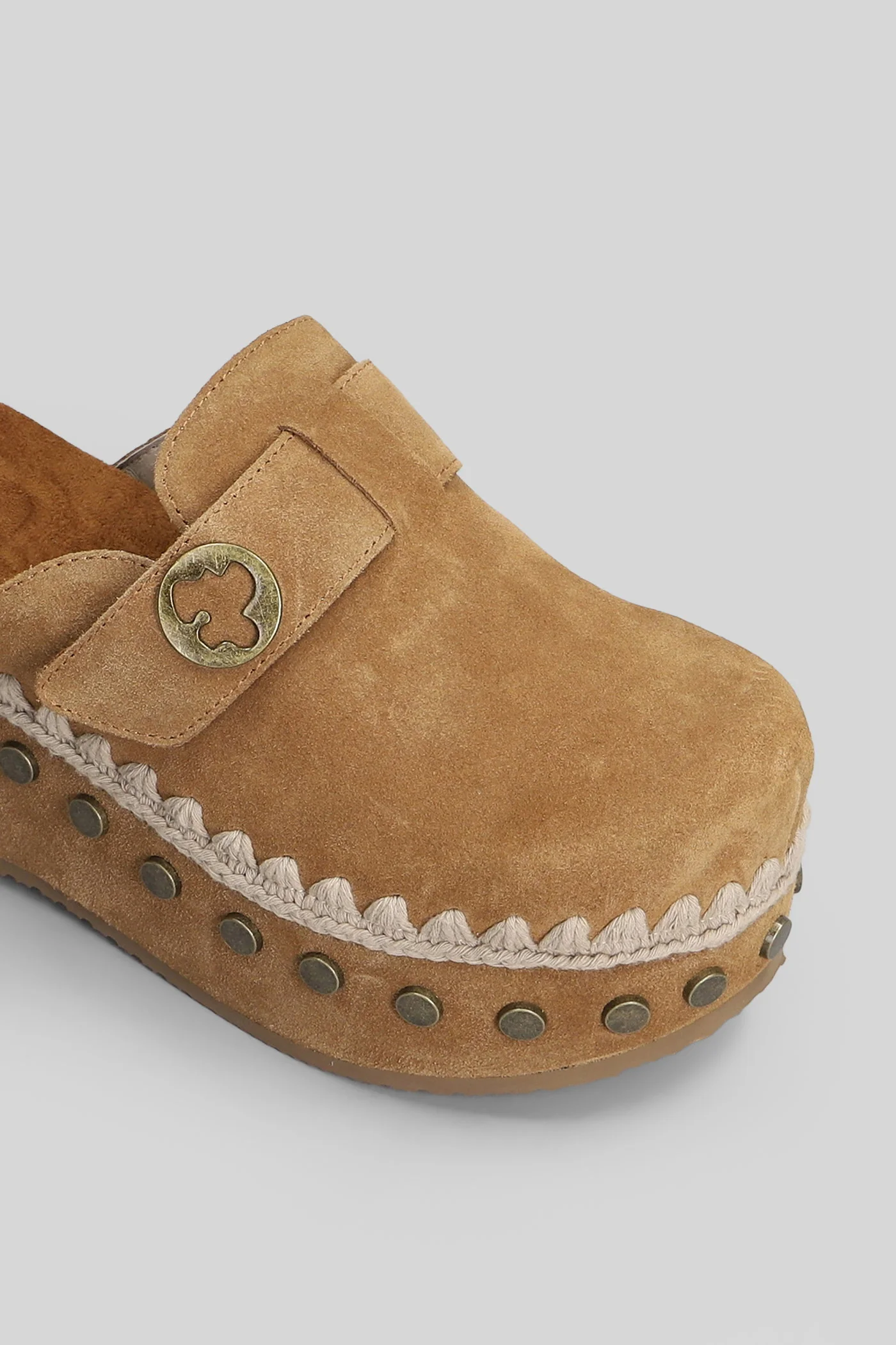 Clog Plain Slipper-Mule in leather color suede - Image 5