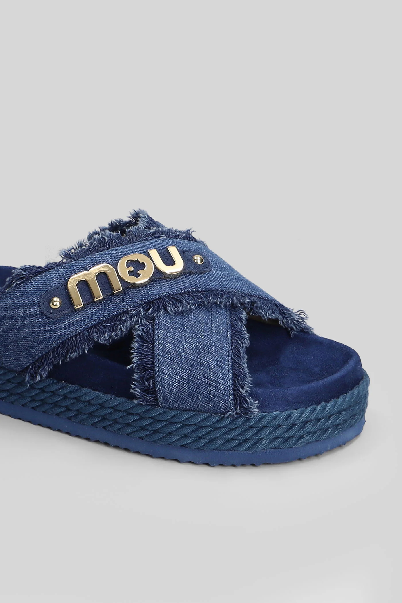 Criss-cross Flats in blue denim - Image 5