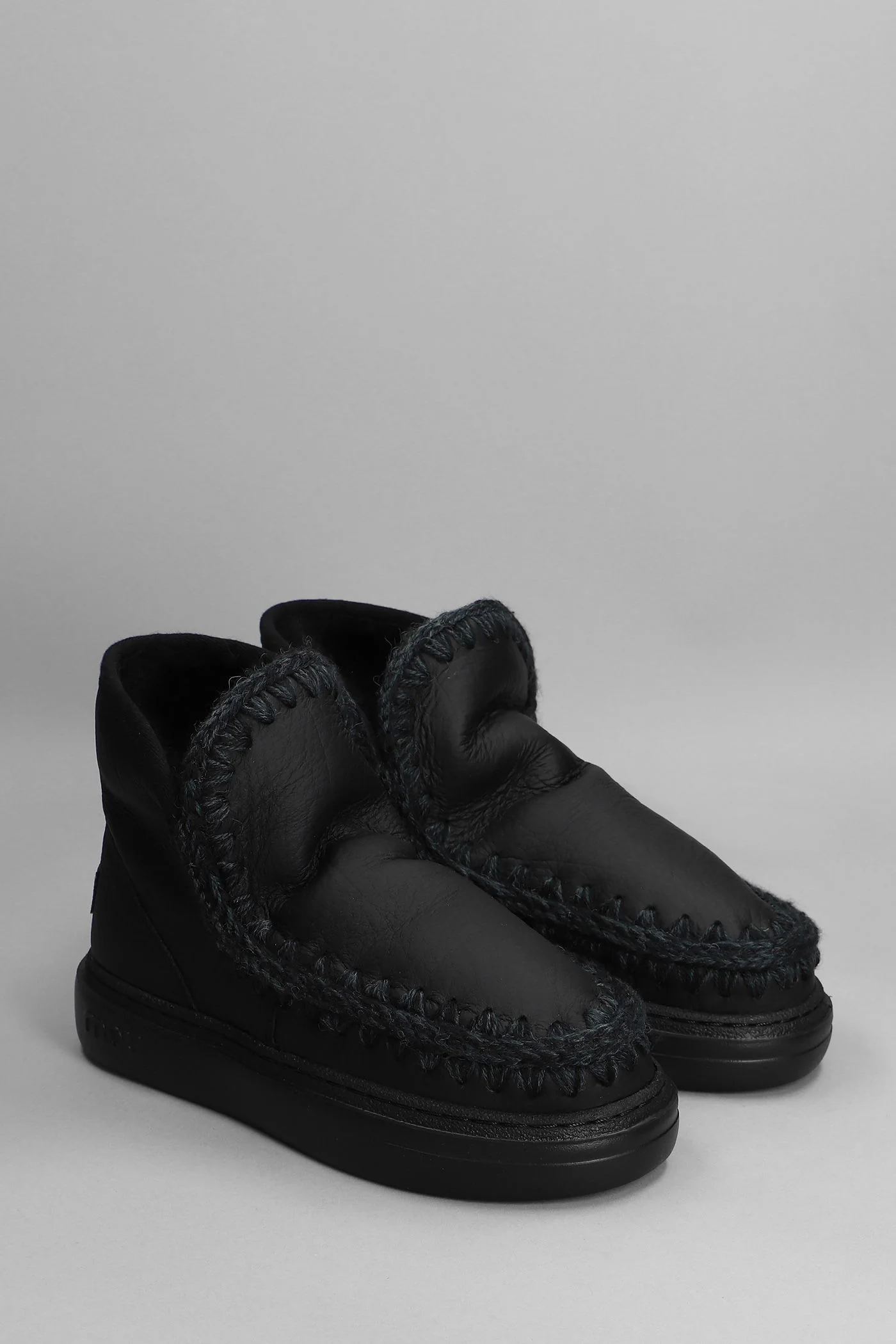 Eskimo sneaker bold low heels Ankle boots in black leather - Image 2