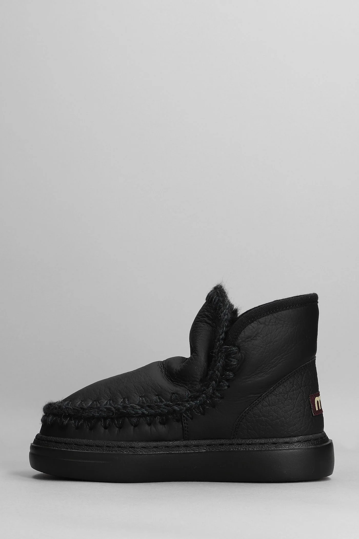 Eskimo sneaker bold low heels Ankle boots in black leather - Image 3