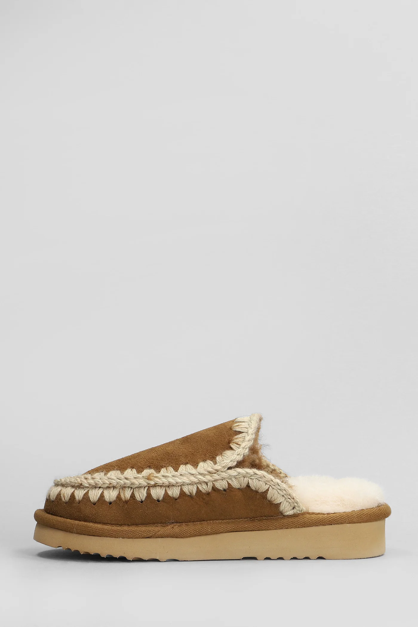 Eskimo stitching Slipper-Mule in brown suede - Image 3