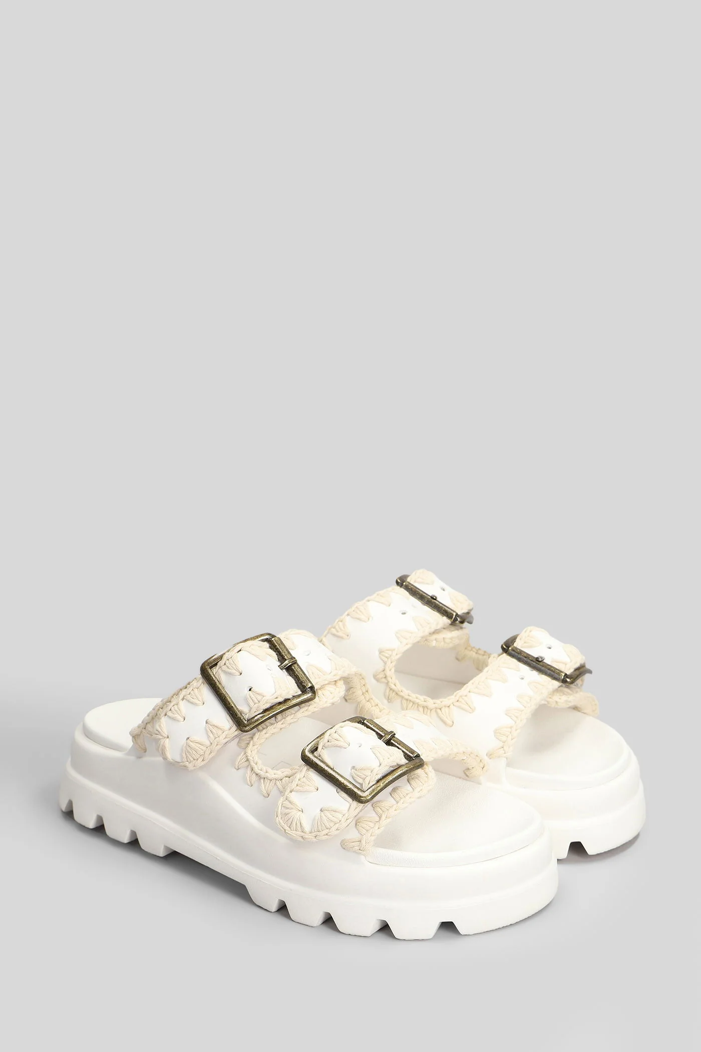 Eva One-Piece Slide Flats in white leather - Image 2