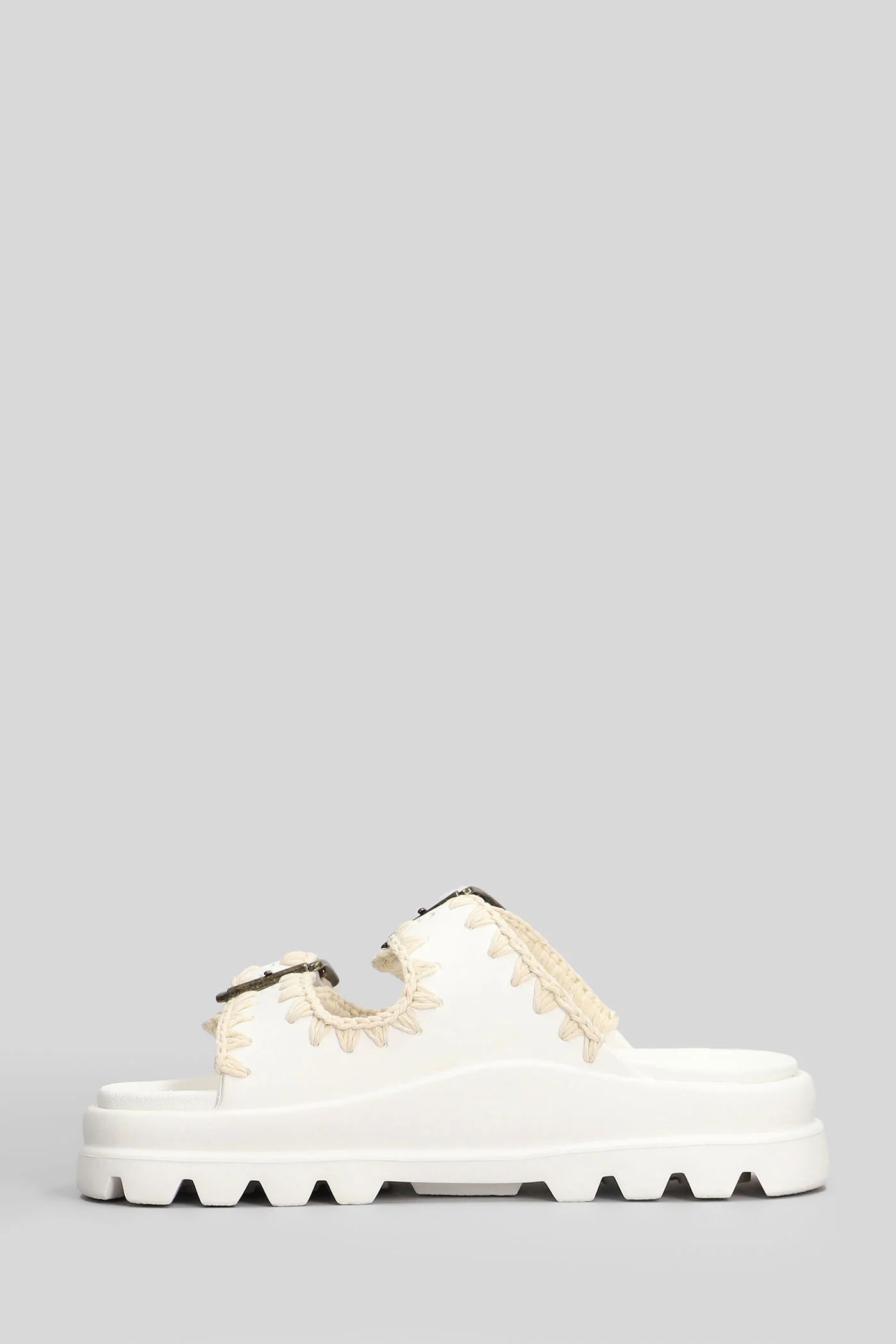Eva One-Piece Slide Flats in white leather - Image 3