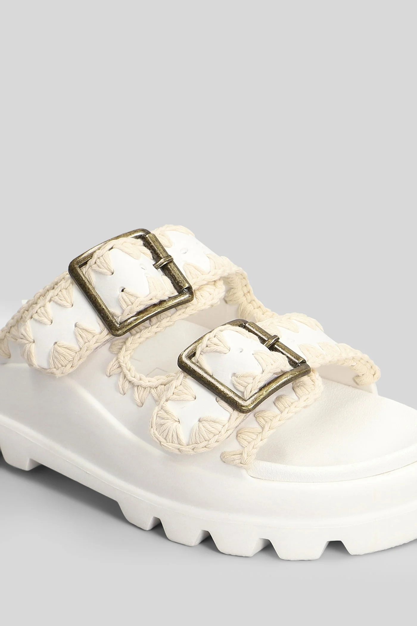 Eva One-Piece Slide Flats in white leather - Image 5