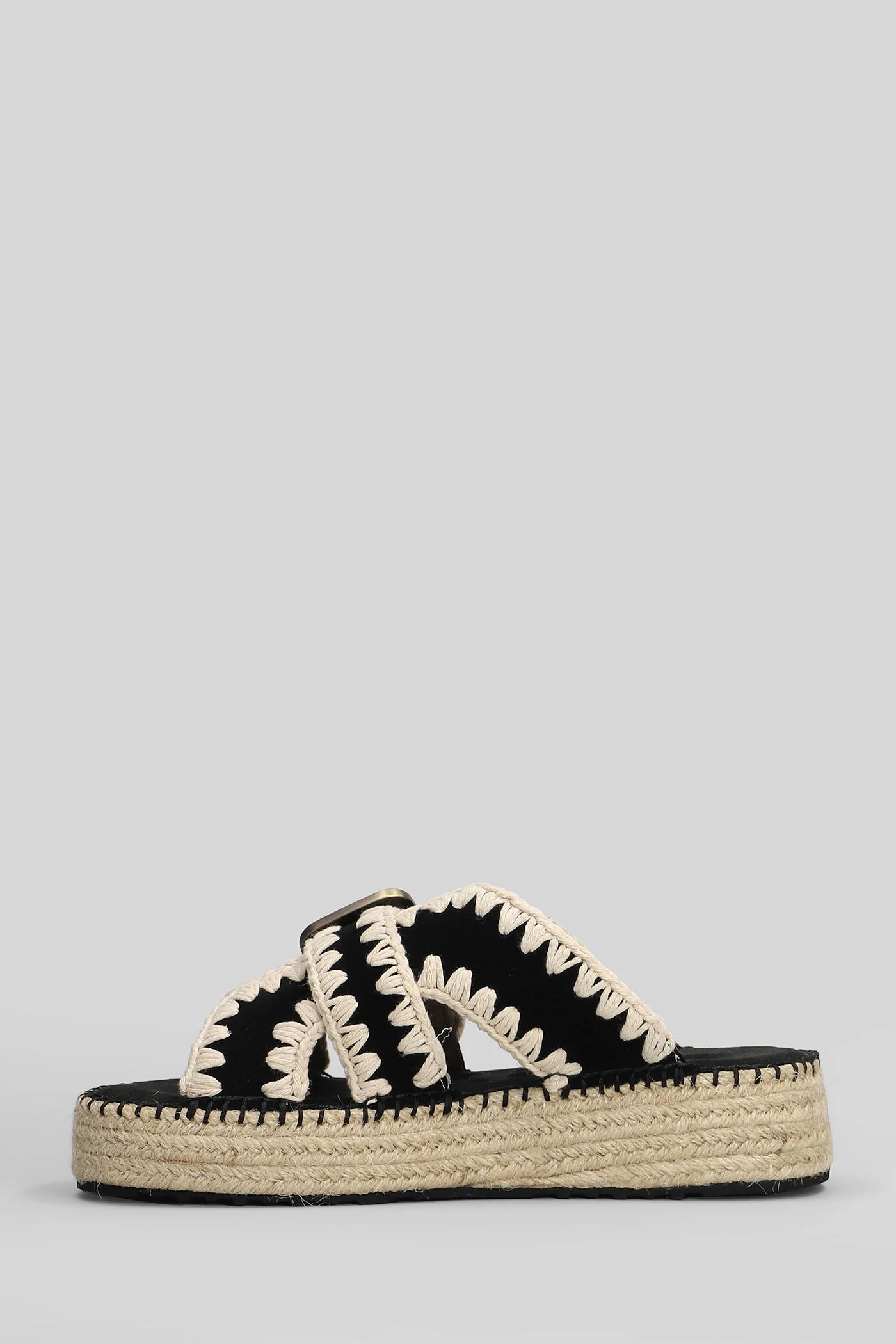 Jute Sandal Flats in black suede - Image 3