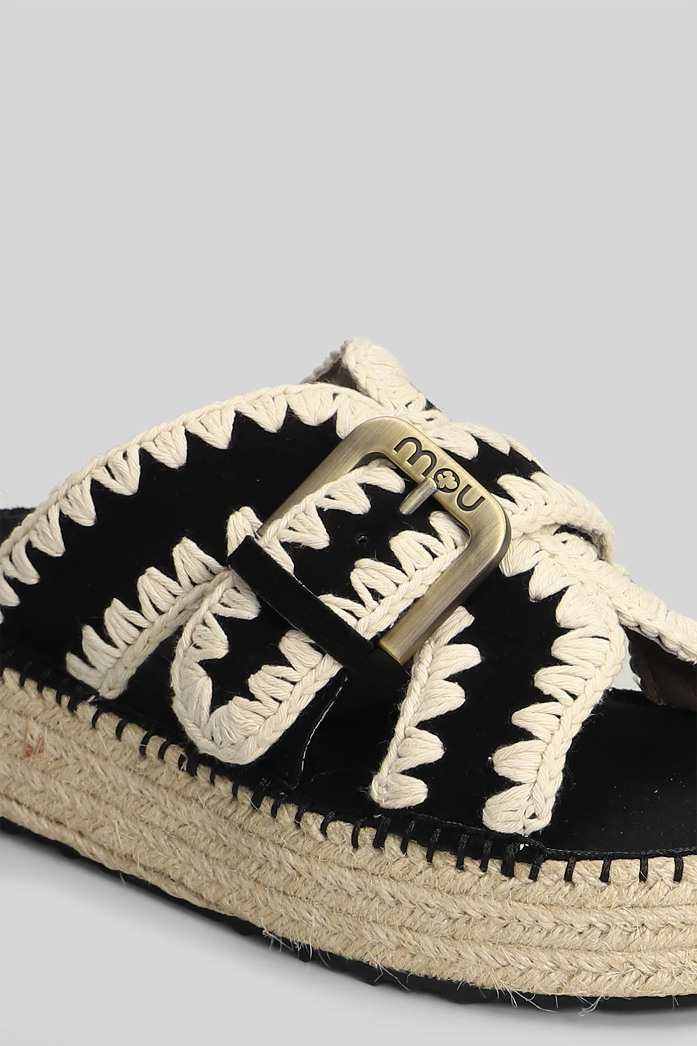 Jute Sandal Flats in black suede - Image 5