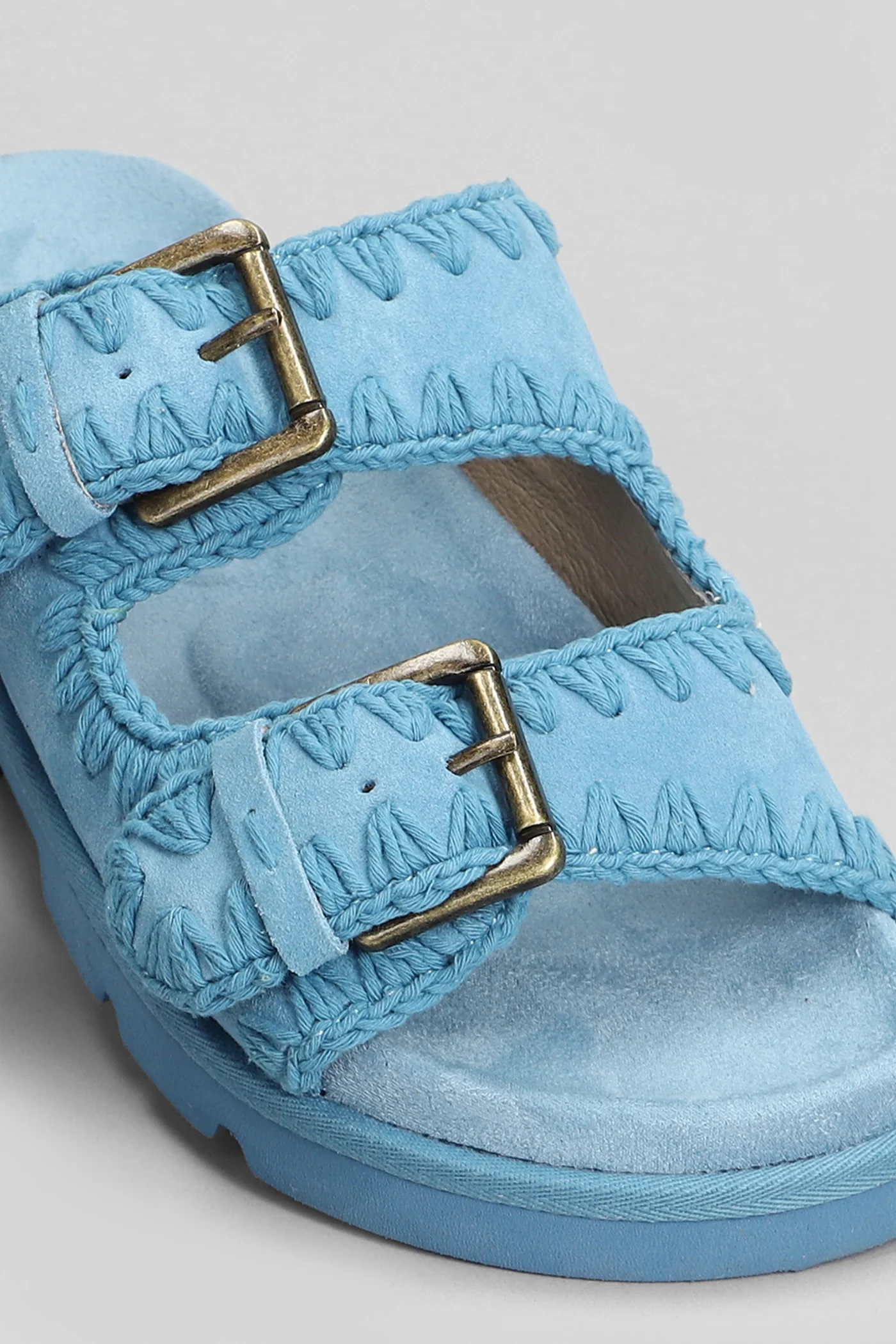 Low Bio Sandal Slipper-Mule in cyan suede - Image 5