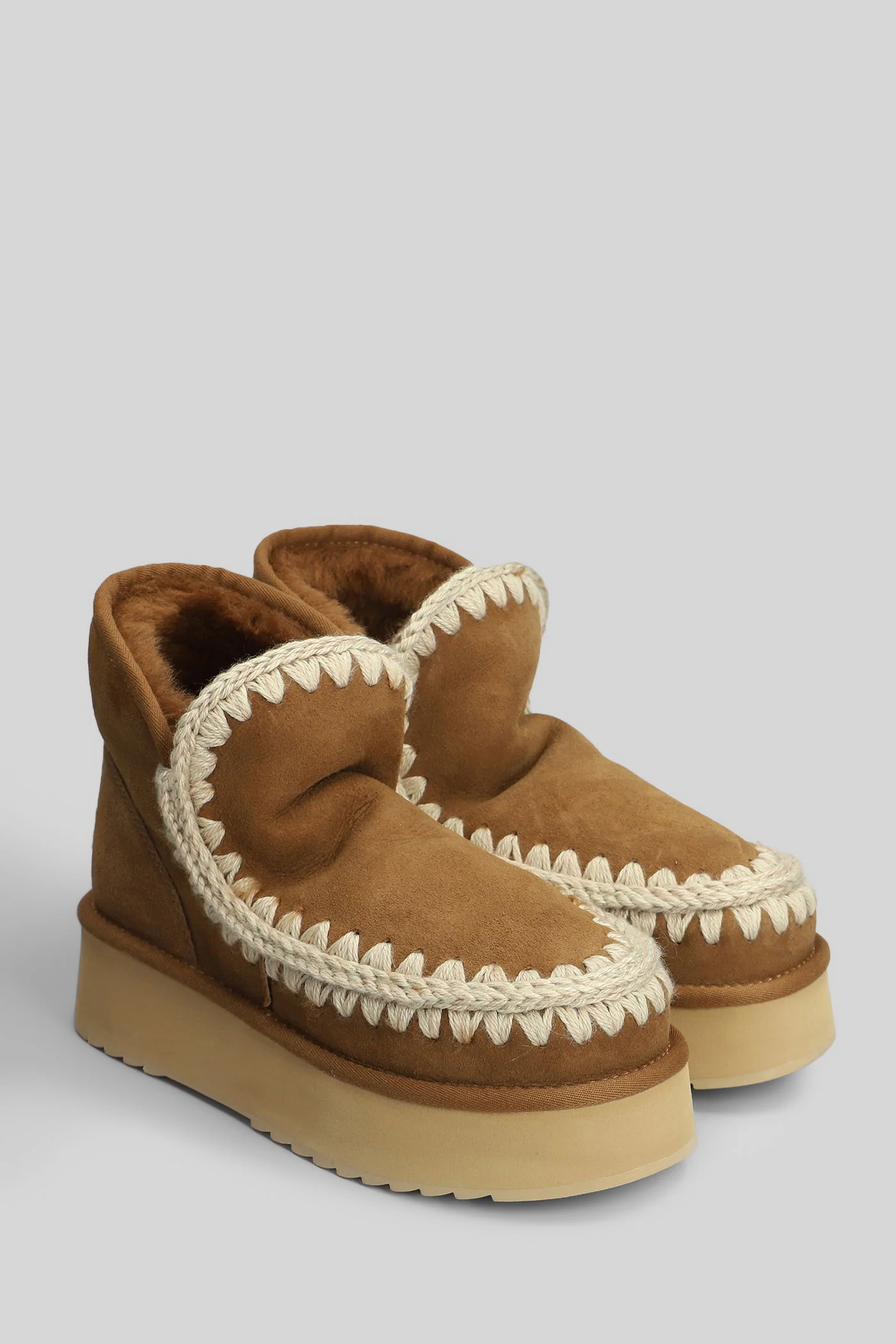 Mini eskimo platform Ankle boots inside wedge in brown suede - Image 2