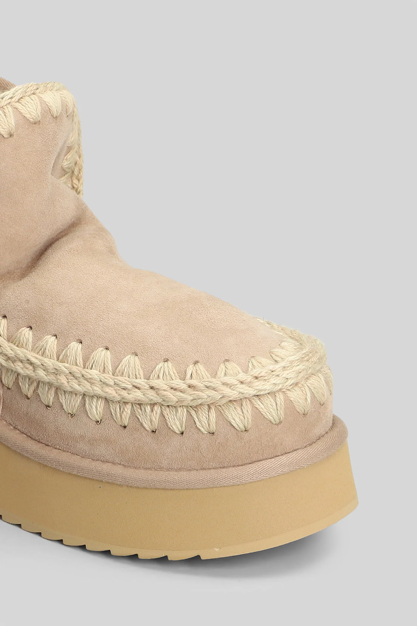 Mini eskimo platform Ankle boots inside wedge in Camel suede - Image 5