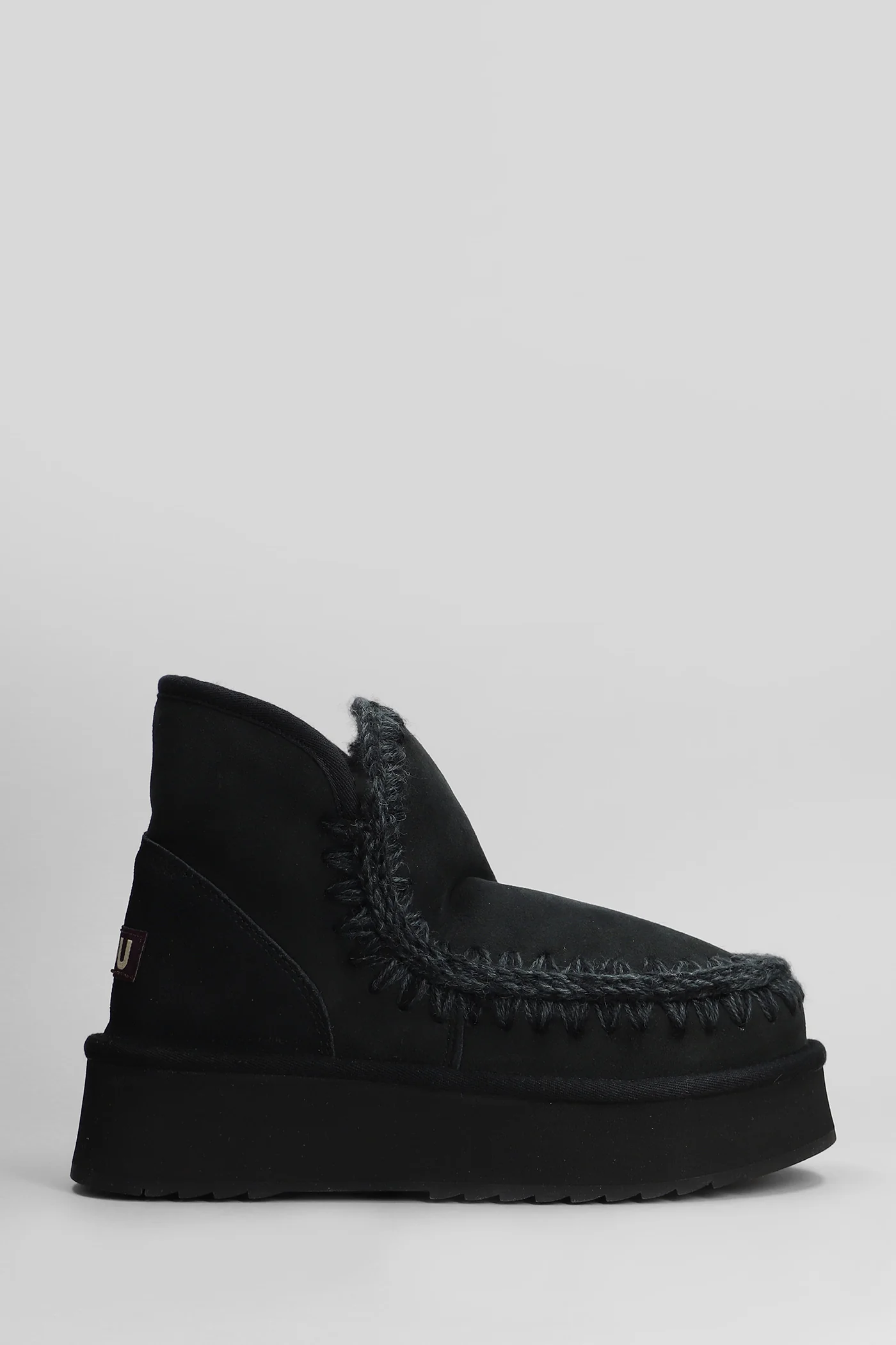 Mini eskimo platform High heels Ankle boots in black suede
