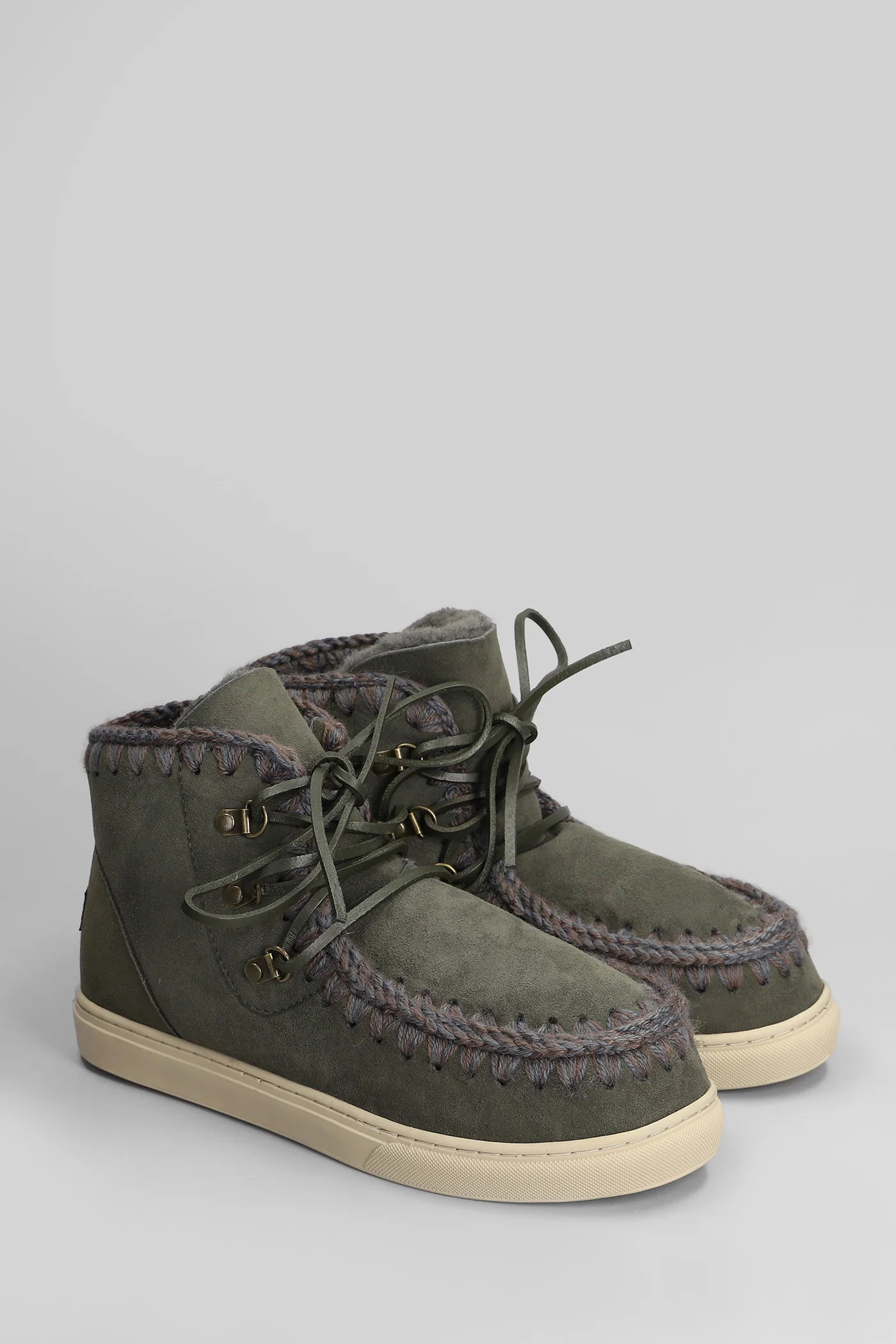 Sneaker lace up Sneakers in green suede - Image 2